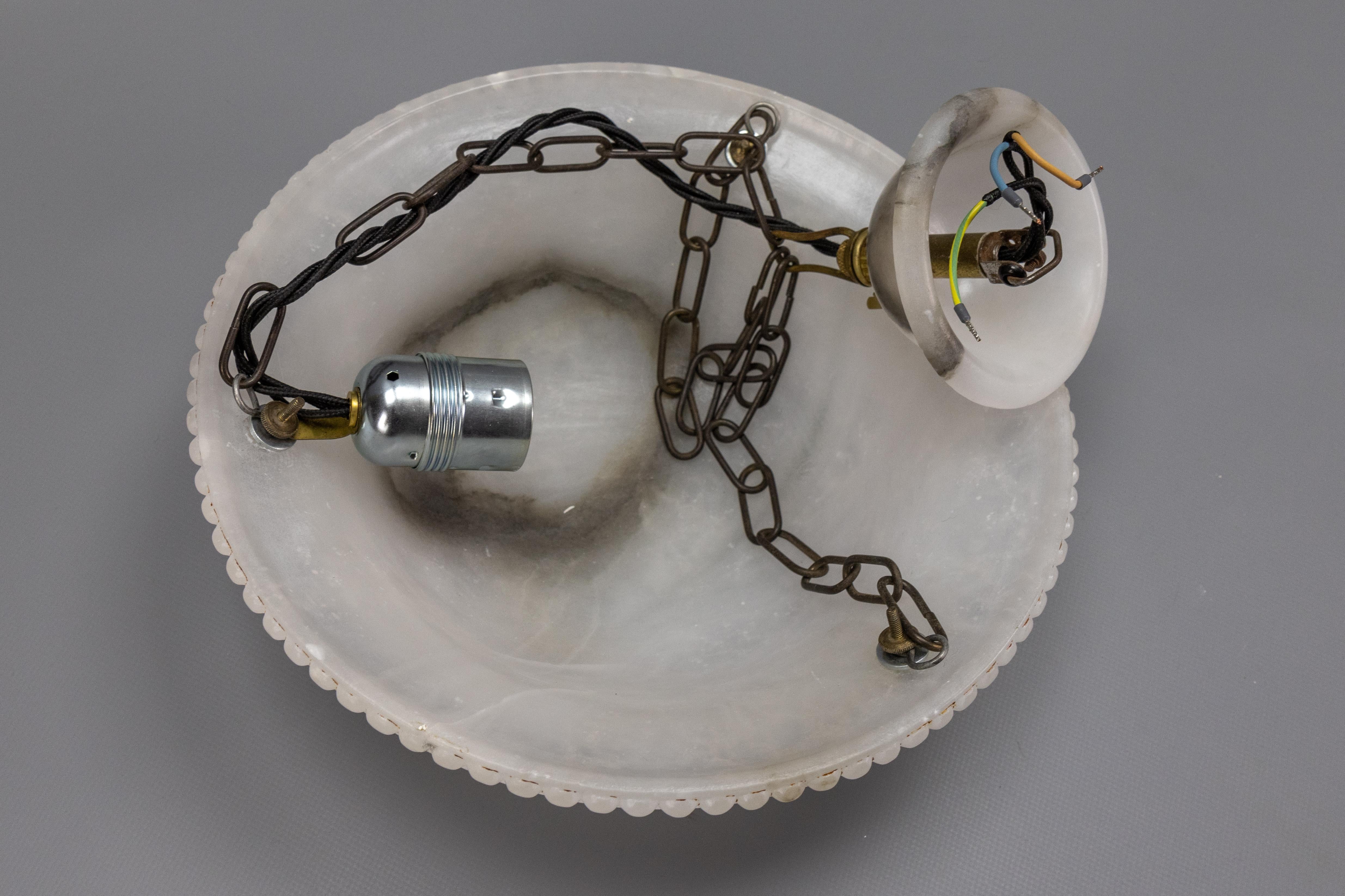 French Art Deco White Alabaster Pendant Light, ca 1920 For Sale 15