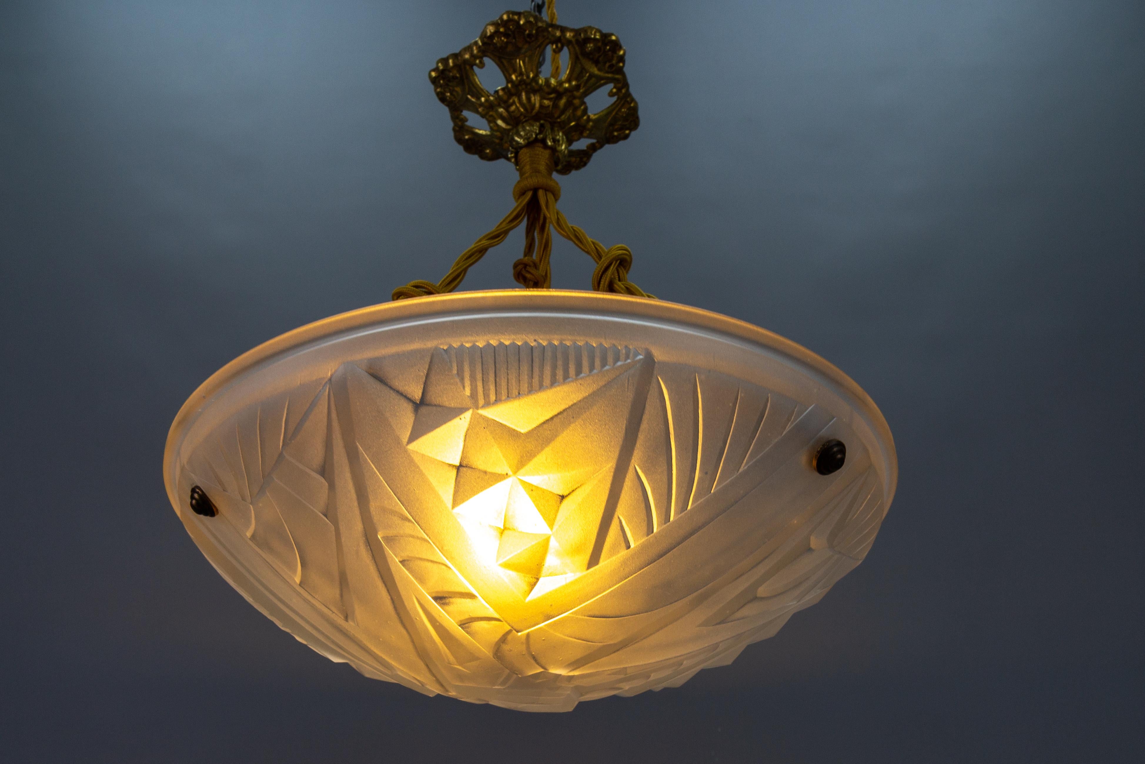 Modern Frosted Glass Pendant Light – White Globe, Gold E26 Socket, Hanging Ceiling Fixture For Kitchen Island - View #9