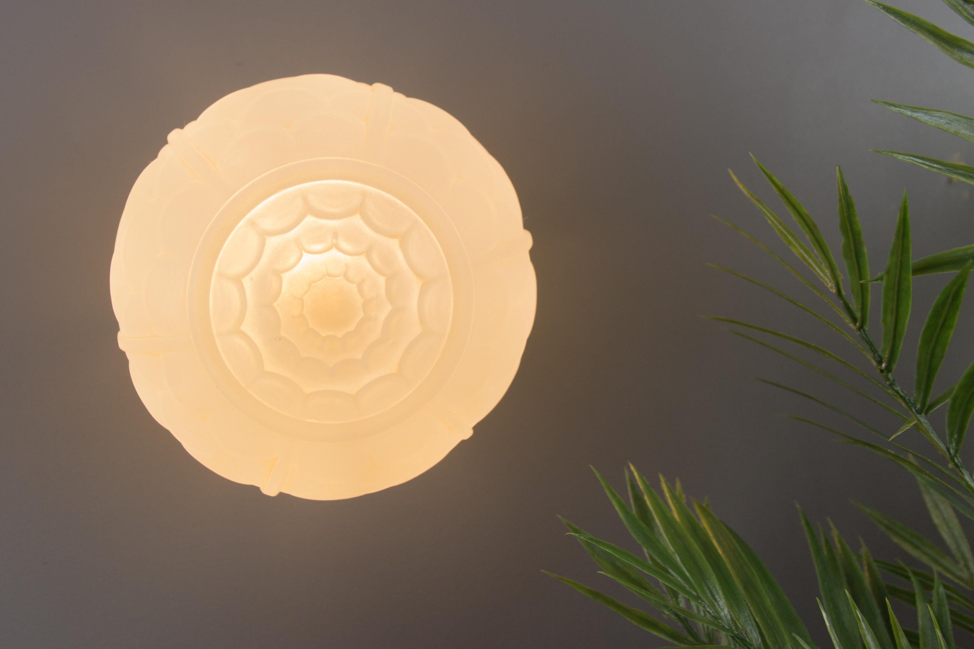 French Art Deco White Frosted Glass Globe Ceiling Light Fixture, 1930s 6