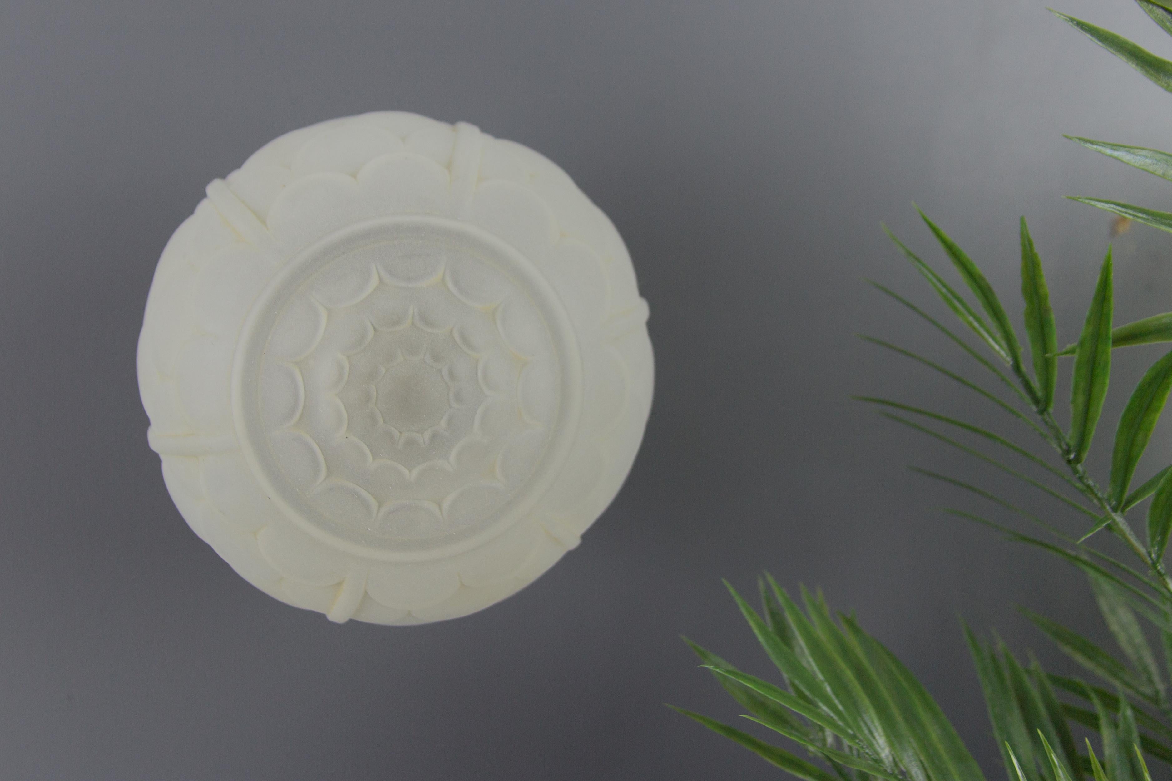 French Art Deco White Frosted Glass Globe Ceiling Light Fixture, 1930s 11