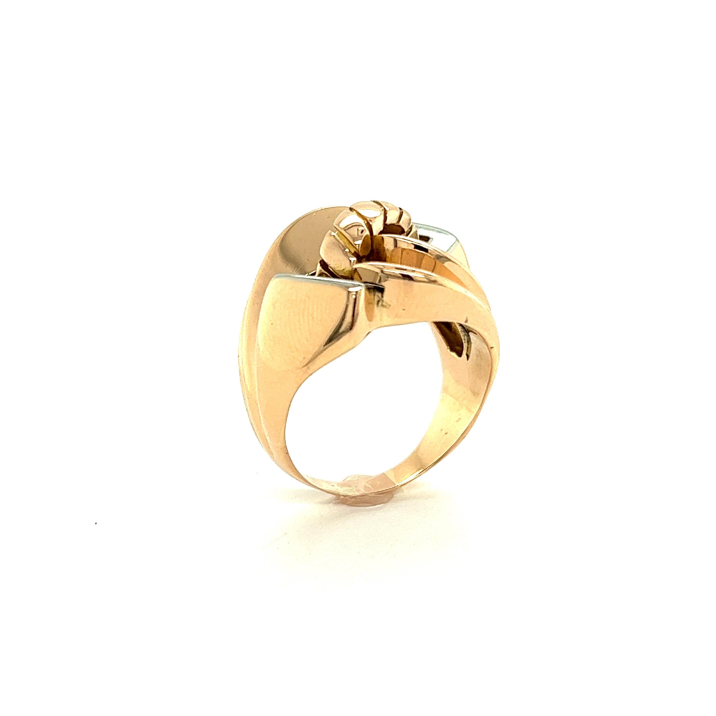 French Art Deco Tank Ring White  Rose Gold  Gold 18 Karat  For Sale 7