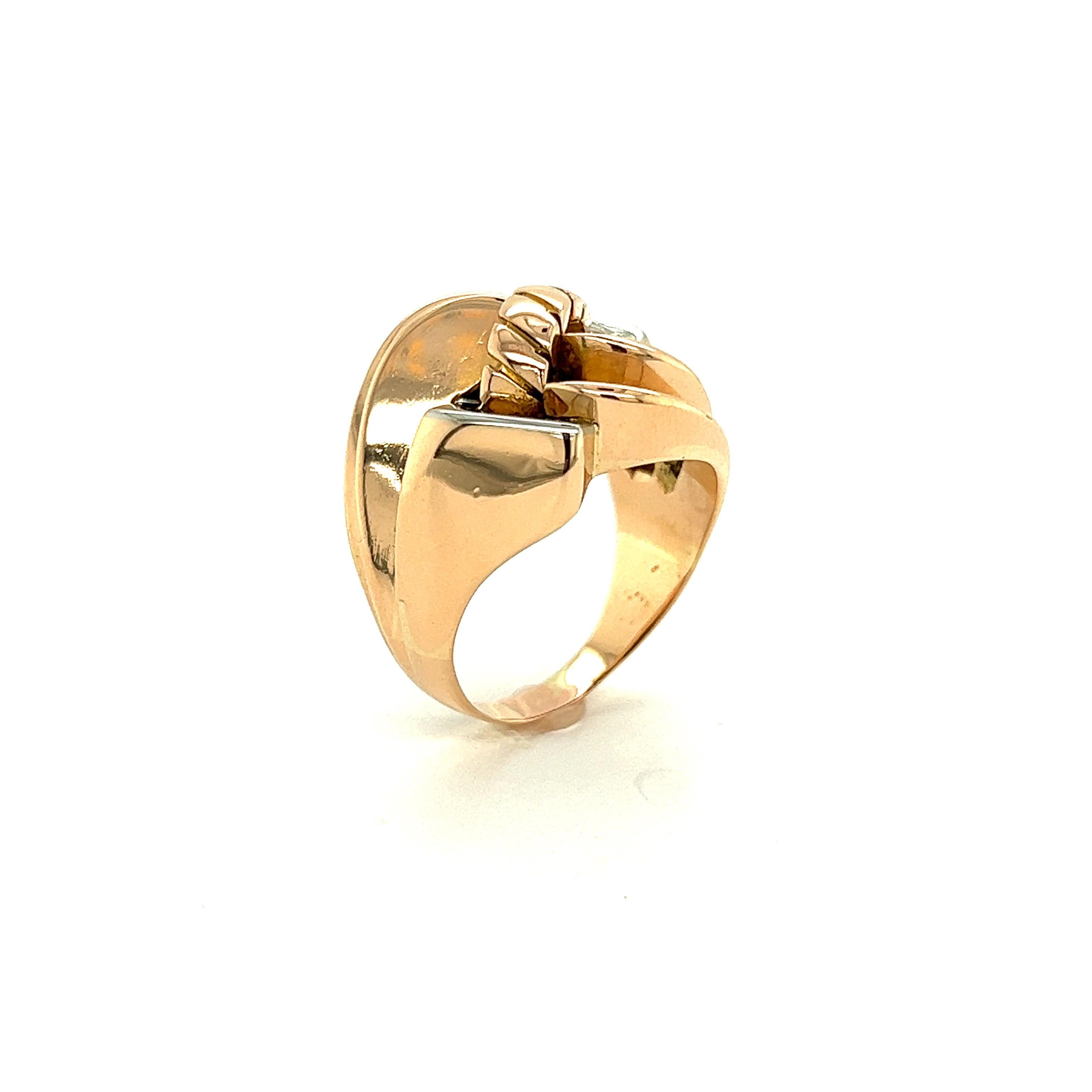 French Art Deco Tank Ring White  Rose Gold  Gold 18 Karat  For Sale 9