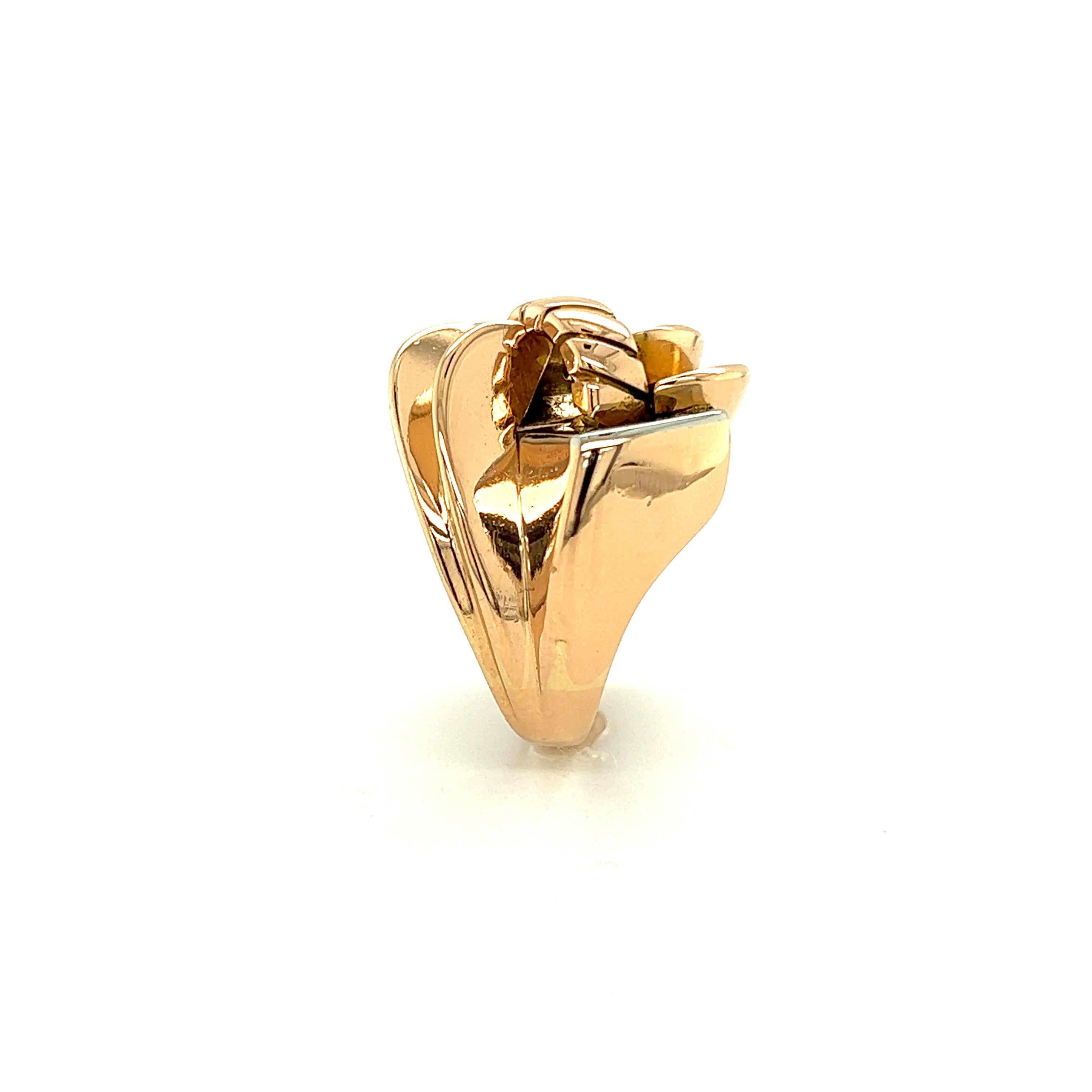 French Art Deco Tank Ring White  Rose Gold  Gold 18 Karat  For Sale 4