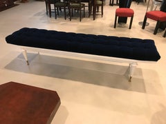 French Art Deco White Lacquered Long Sitting Bench