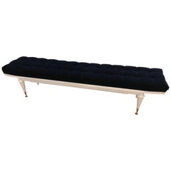 French Art Deco White Lacquered Long Sitting Bench