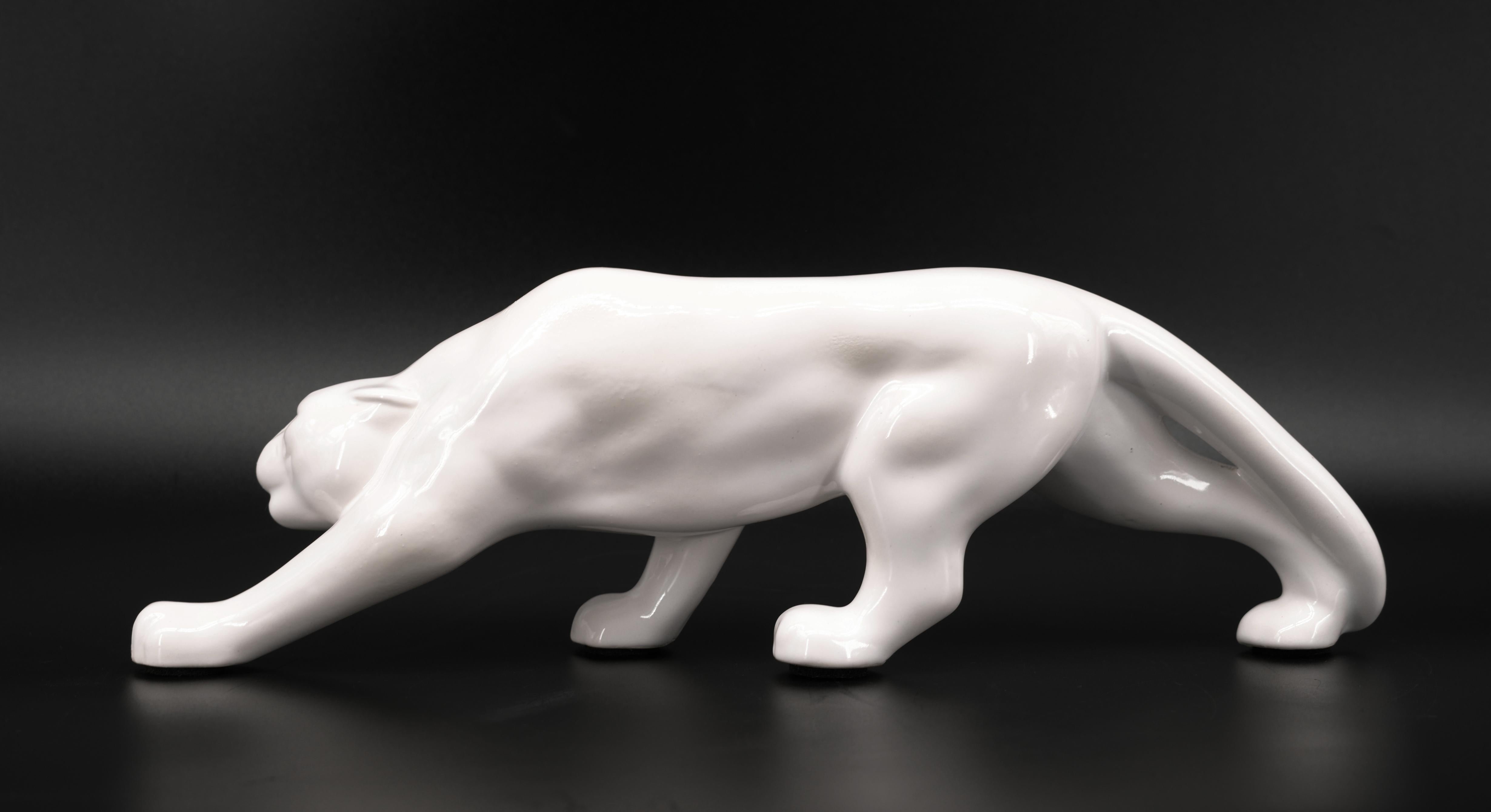 French Art Deco White Lioness, 1930s For Sale 2