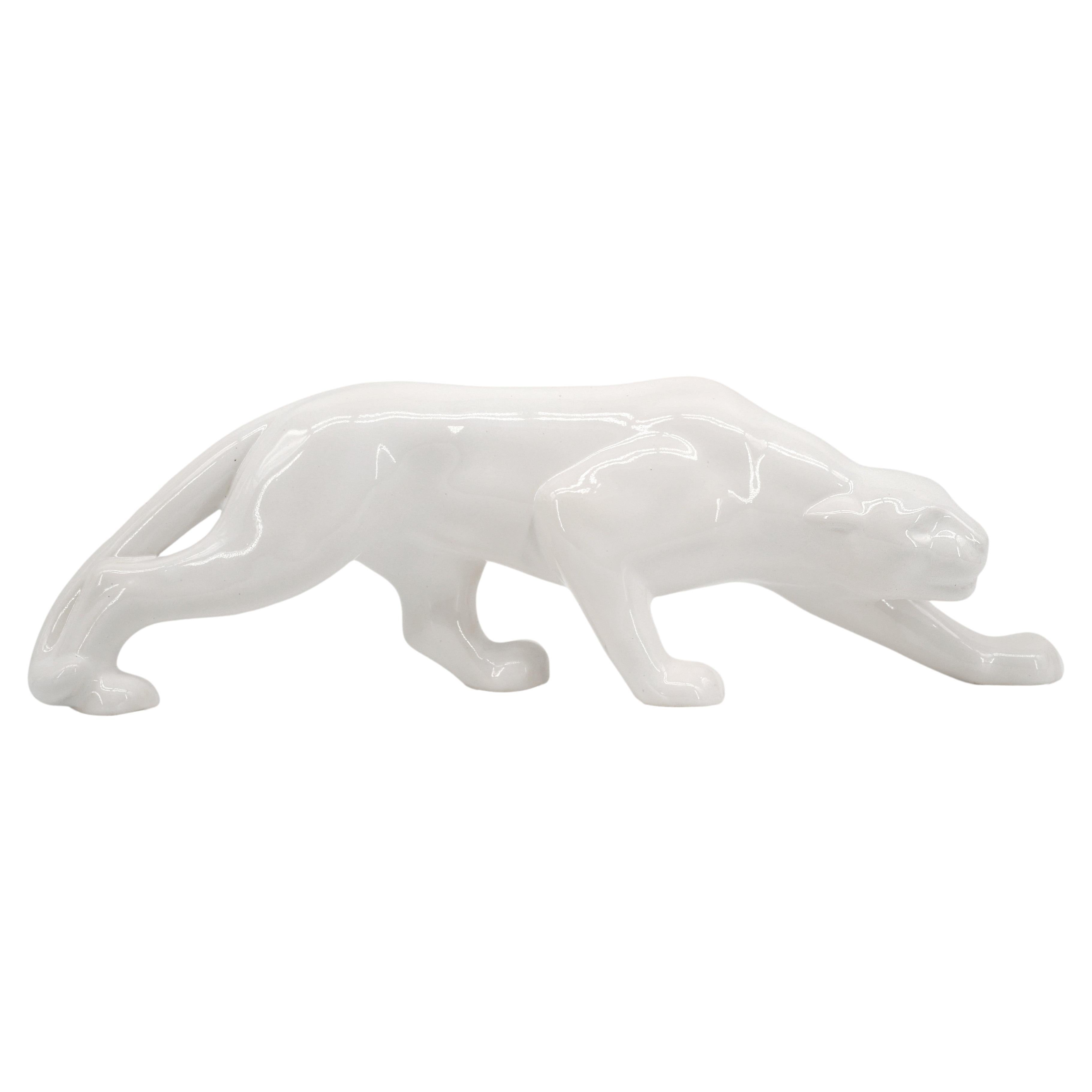 French Art Deco White Lioness, 1930s For Sale