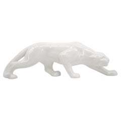 Vintage French Art Deco White Lioness, 1930s