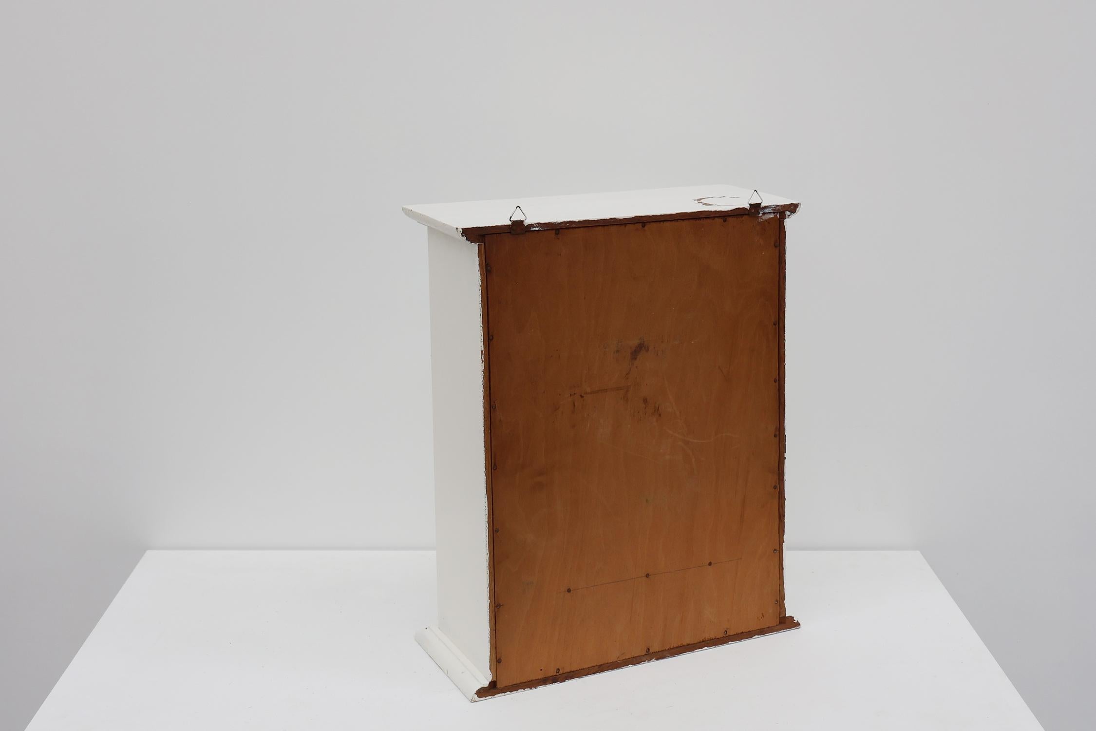 Französischer Art Deco Rasier- oder Medizinschrank aus Eiche mit weißem Spiegel im Angebot 5