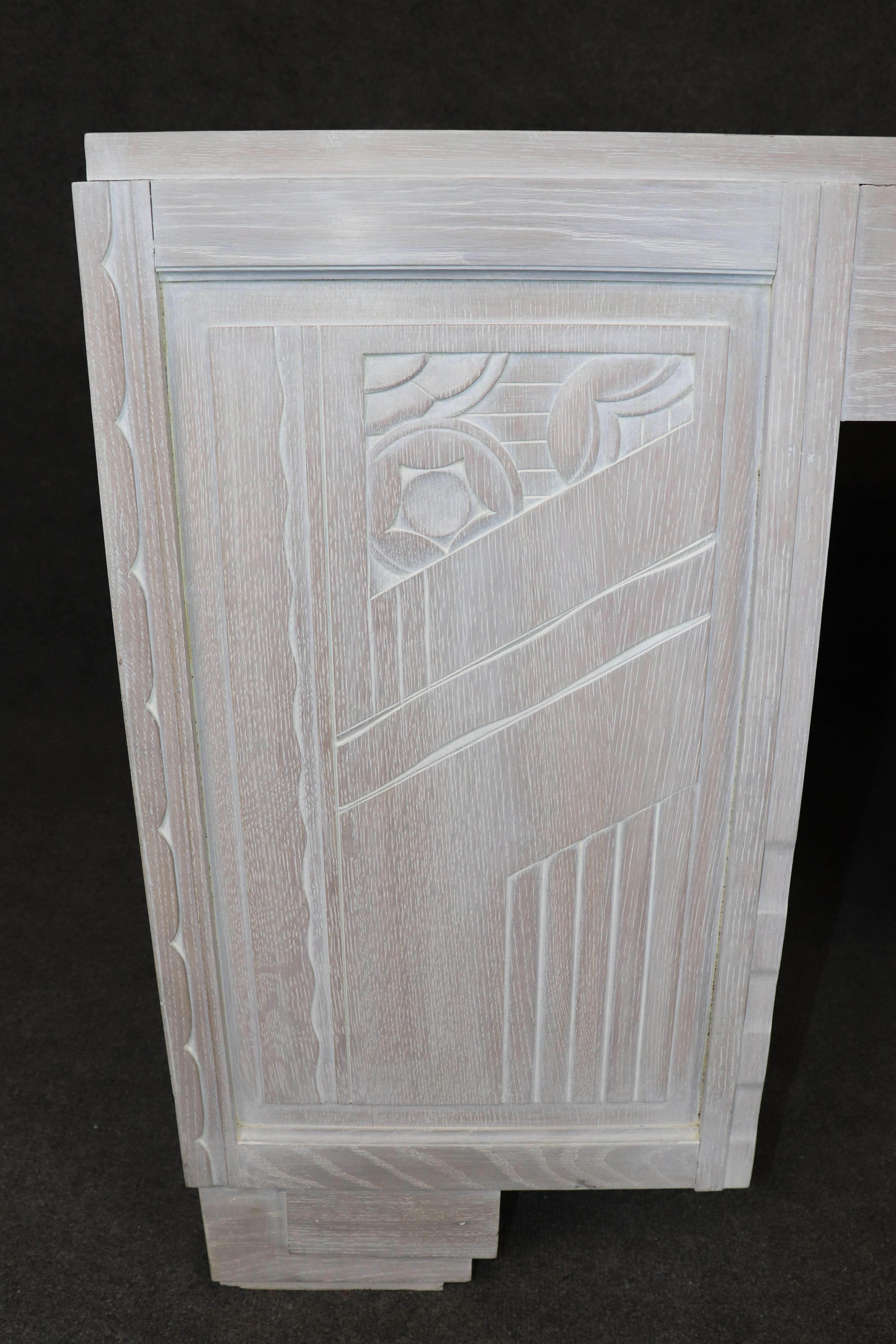 Französisch Art Deco Weiß Farbe dekoriert Eiche Schreibtisch im Angebot 10