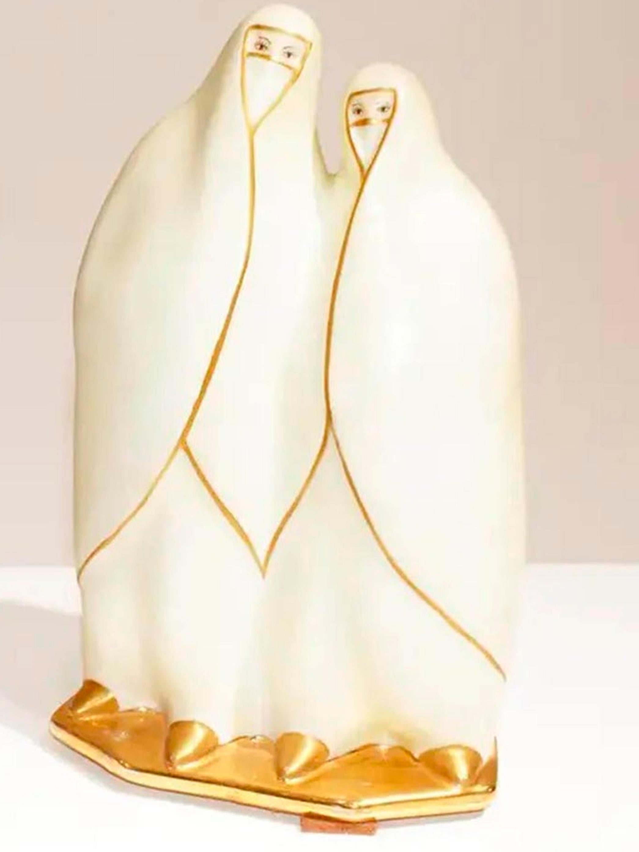 French Art Deco White Porcelain Figural Lamp Signed Limoges For Sale 3