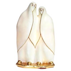 French Art Deco White Porcelain Figural Lamp Signed Limoges