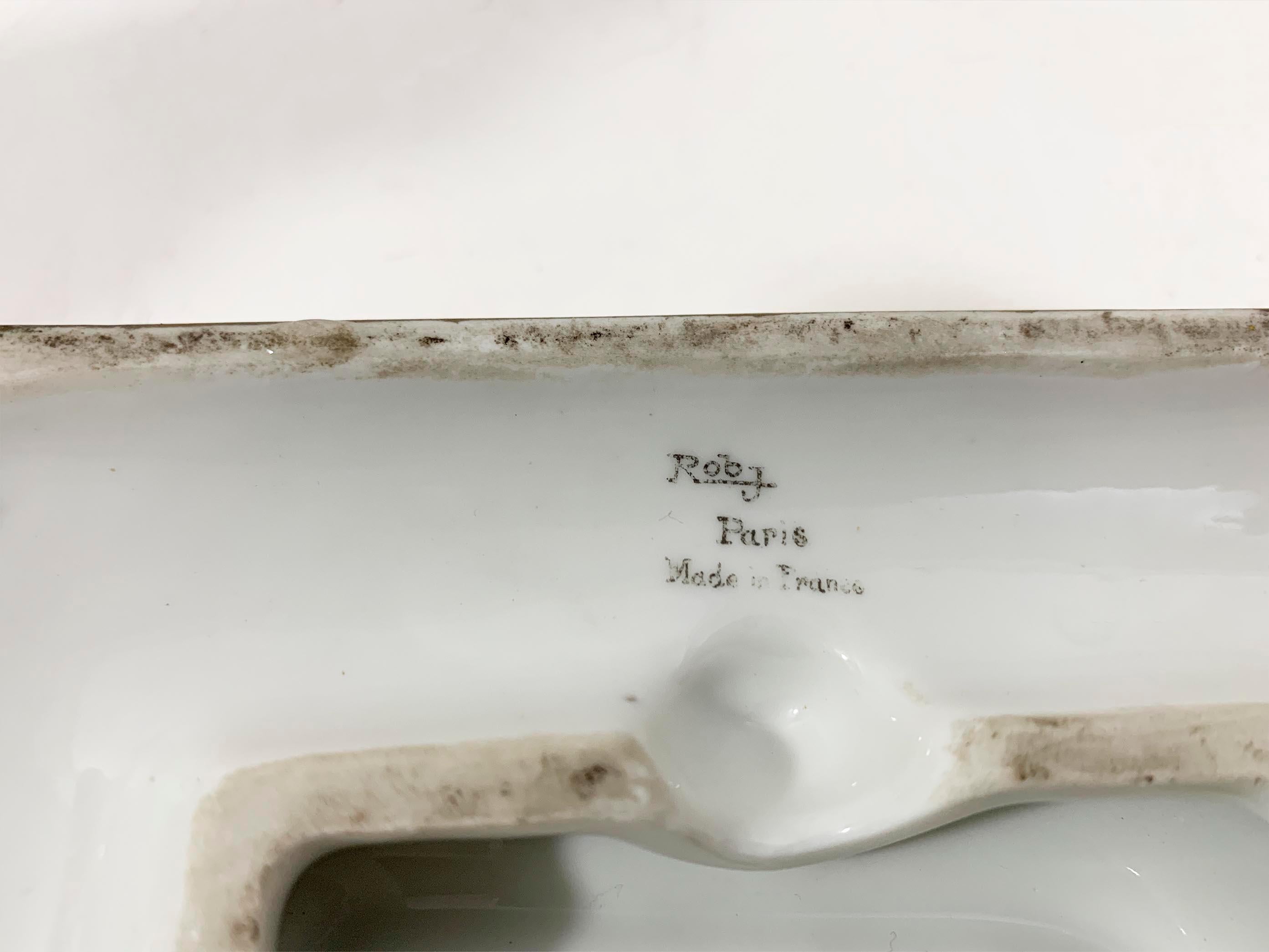 Difusor de Perfume Figural de Porcelana Blanca Art Decó Francesa Estampado 