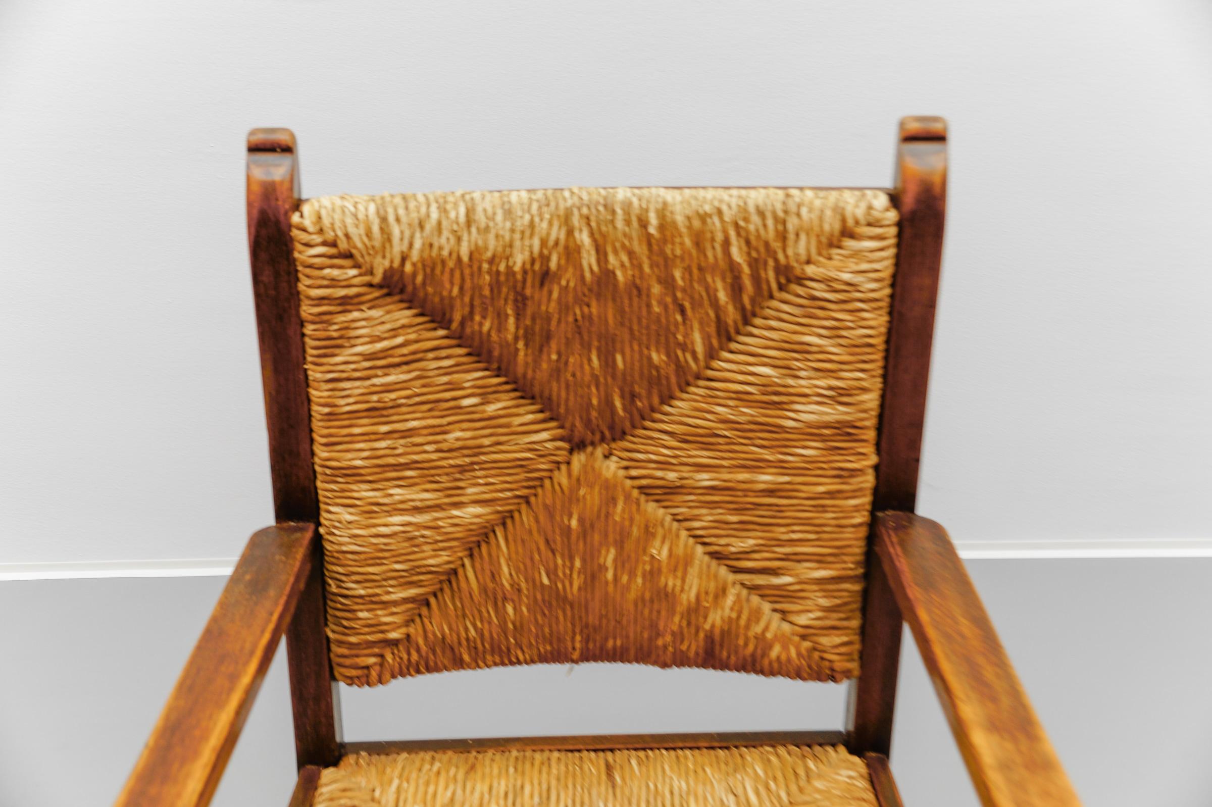 French Art Deco Wicker Armchair in the Style of Francis Jourdain 1940s For Sale 5