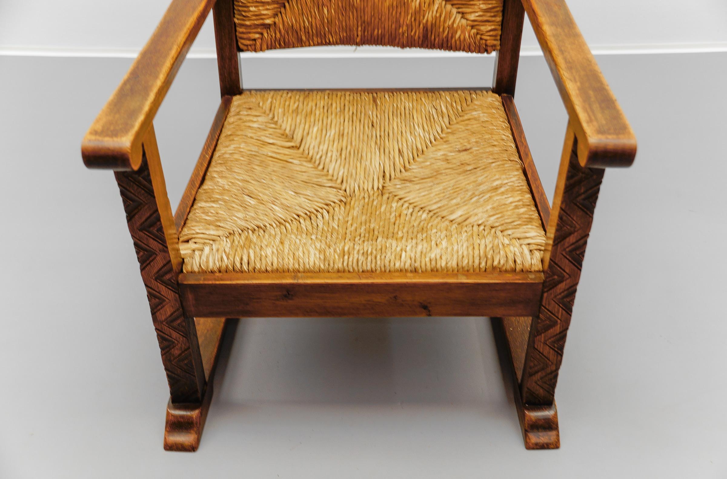 French Art Deco Wicker Armchair in the Style of Francis Jourdain 1940s For Sale 6