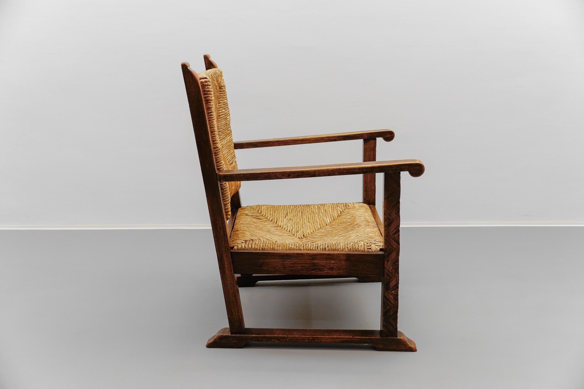 French Art Deco Wicker Armchair in the Style of Francis Jourdain 1940s In Good Condition For Sale In Nürnberg, Bayern