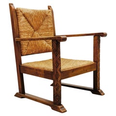 French Art Deco Wicker Armchair in the Style of Francis Jourdain 1940s