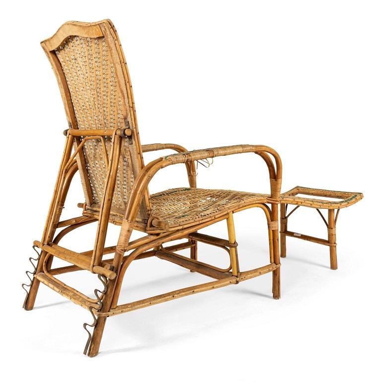 Französisch Art Deco Wicker Chaise (Art déco) im Angebot