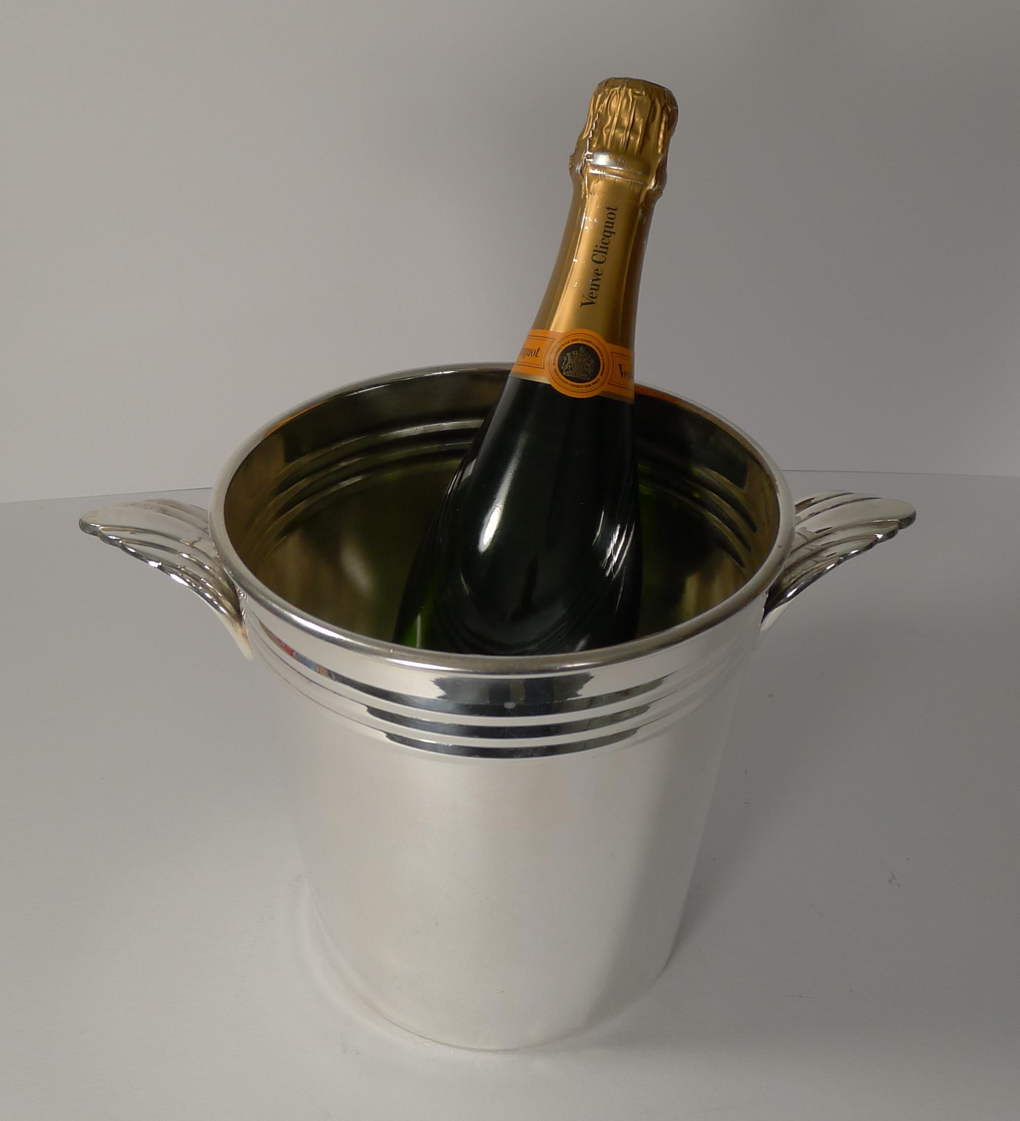 French Art Deco Wine Cooler or Champagne Bucket circa 1930s in Silver Plate 6
