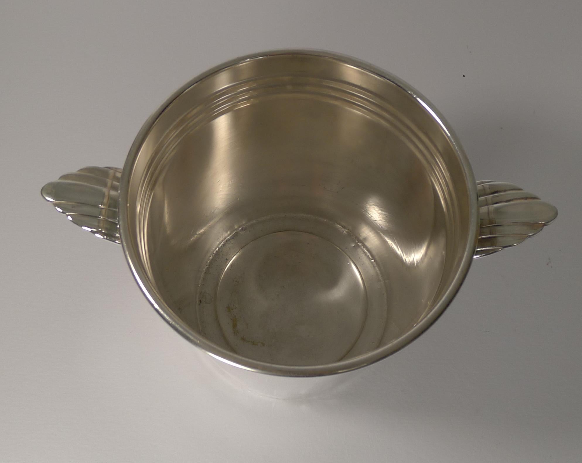 French Art Deco Wine Cooler or Champagne Bucket circa 1930s in Silver Plate 1