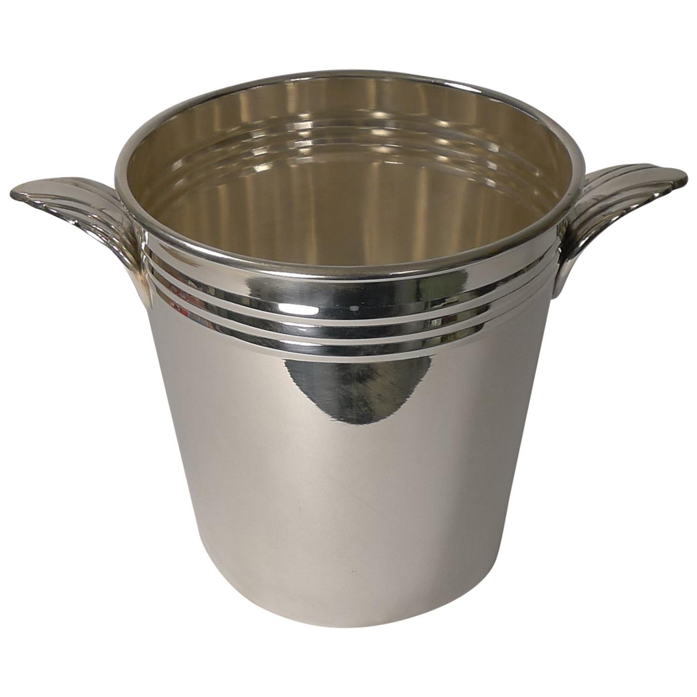 French Art Deco Wine Cooler or Champagne Bucket circa 1930s in Silver Plate