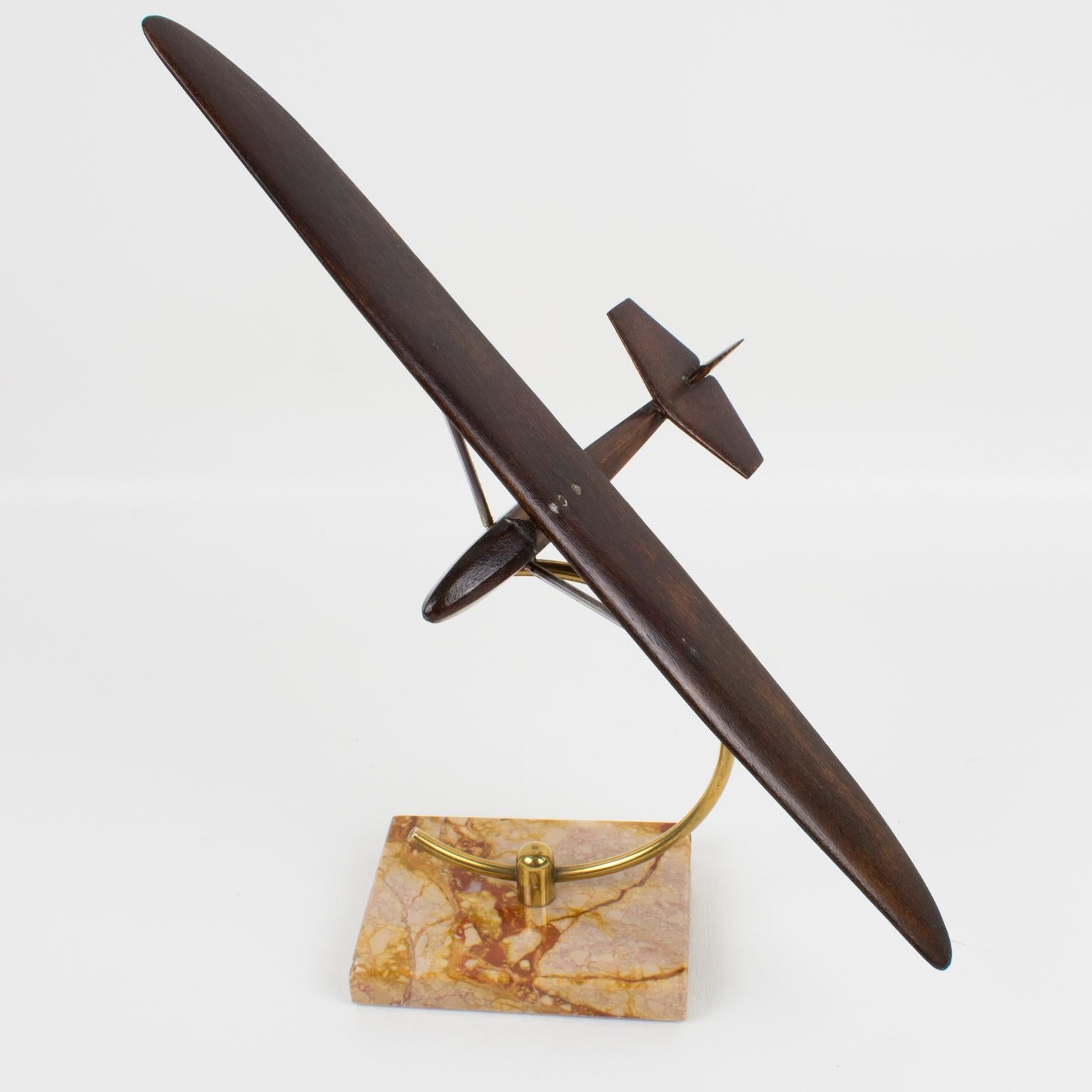 French Art Deco Wood Airplane Glider Aviation Model In Good Condition In Atlanta, GA