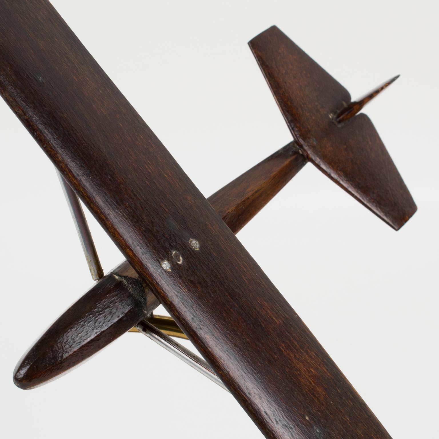 Mid-20th Century French Art Deco Wood Airplane Glider Aviation Model
