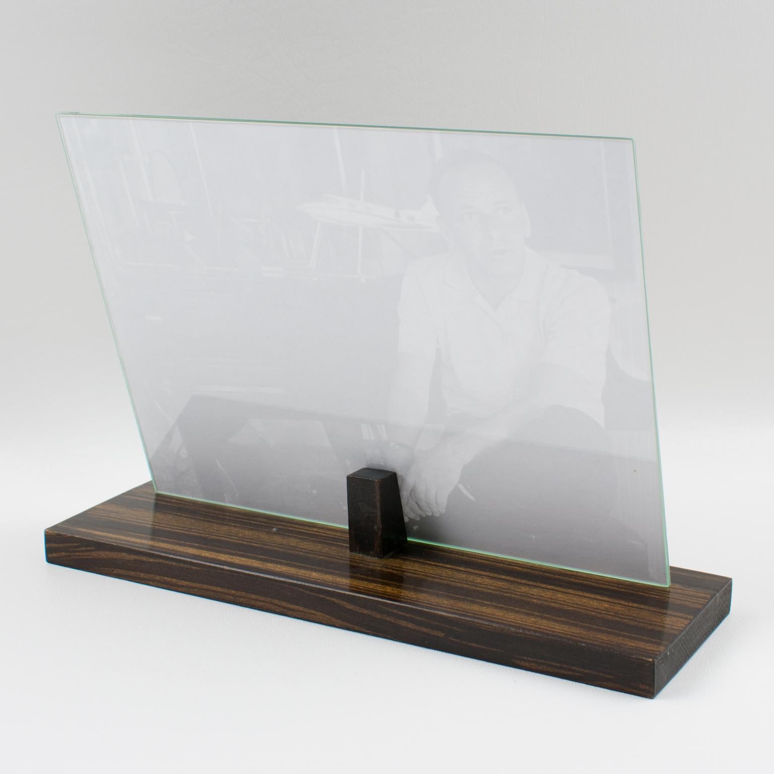 Mid-20th Century French Art Deco Wood and Chrome Picture Frame