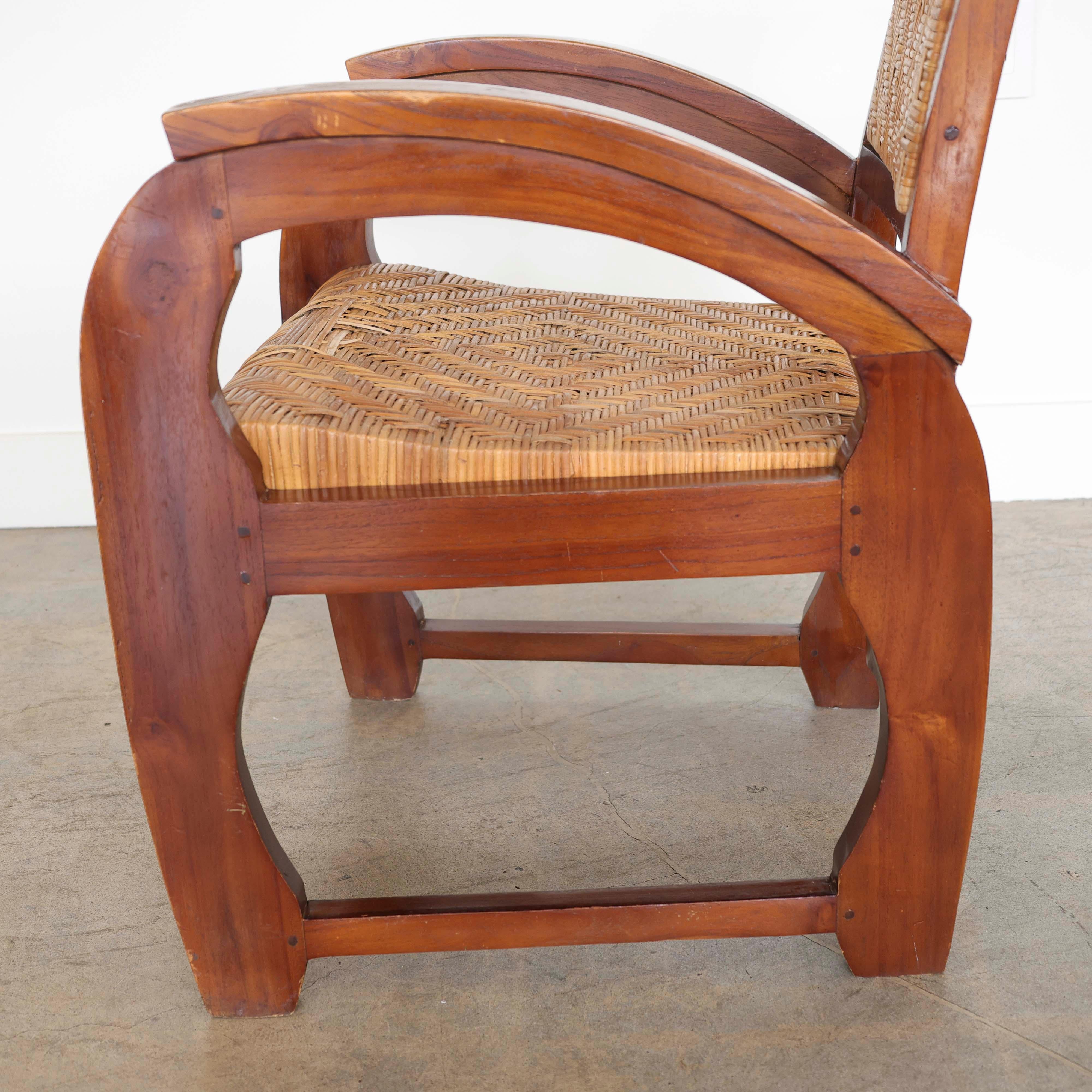 French Art Deco Wood and Woven Chair 6