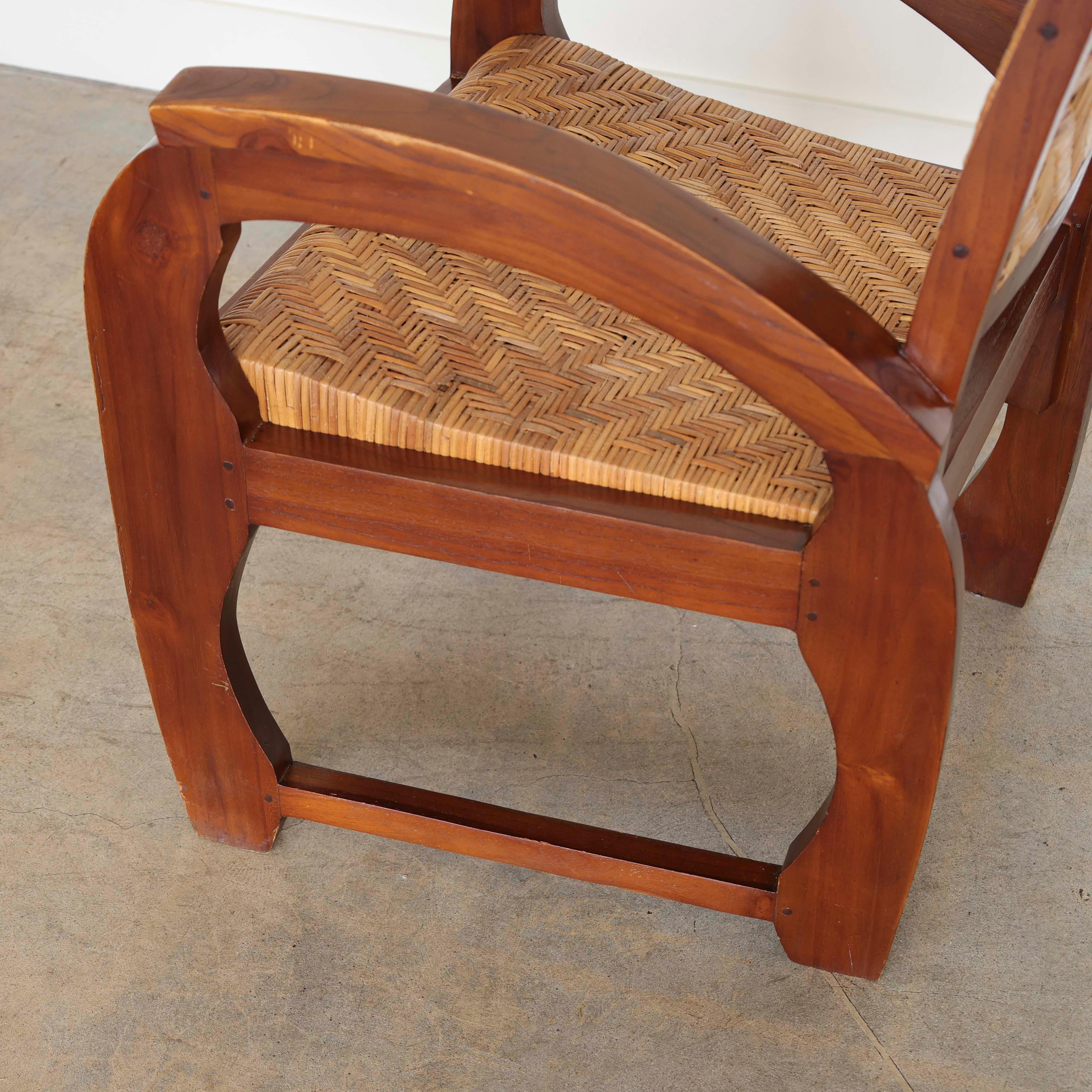 French Art Deco Wood and Woven Chair 7