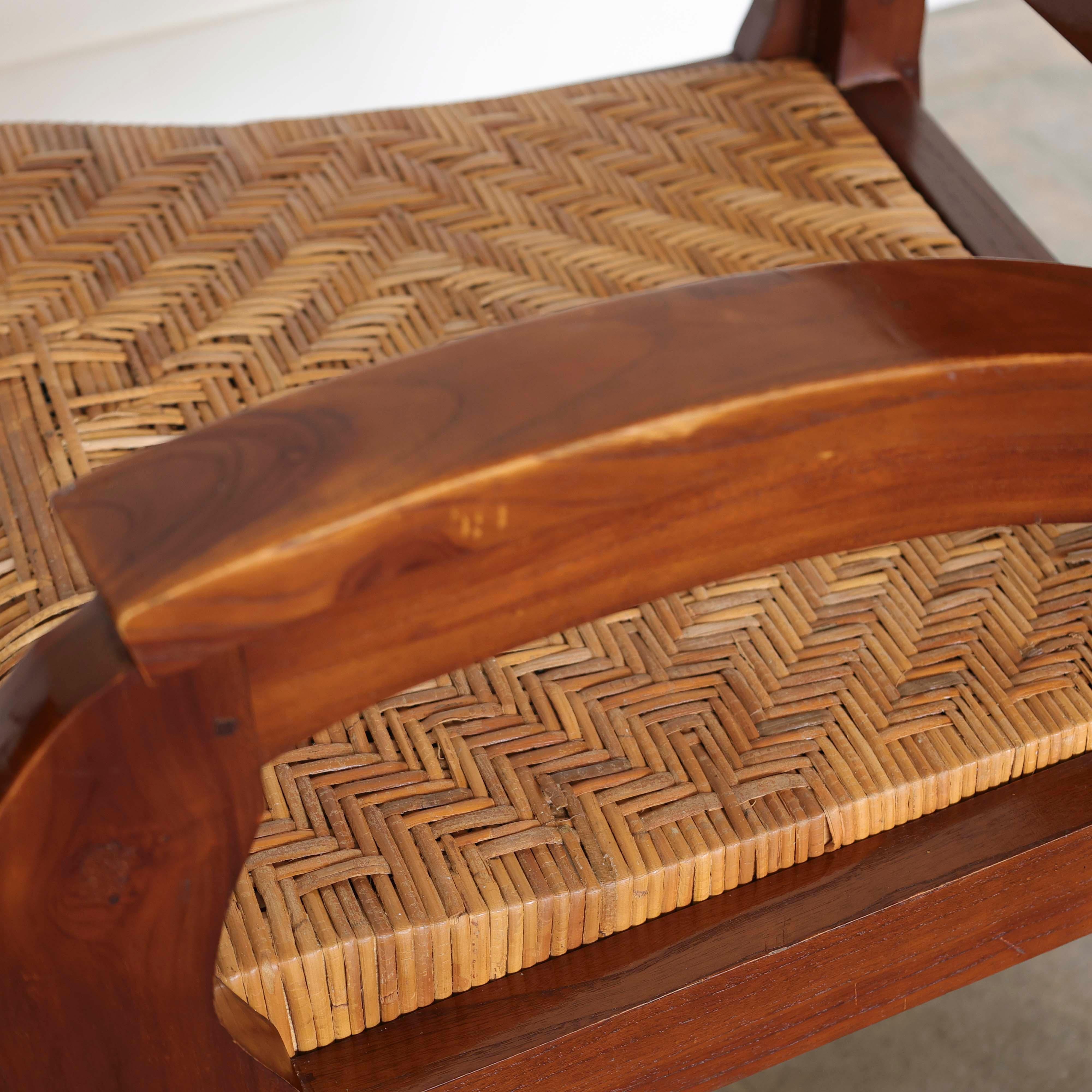 French Art Deco Wood and Woven Chair 8