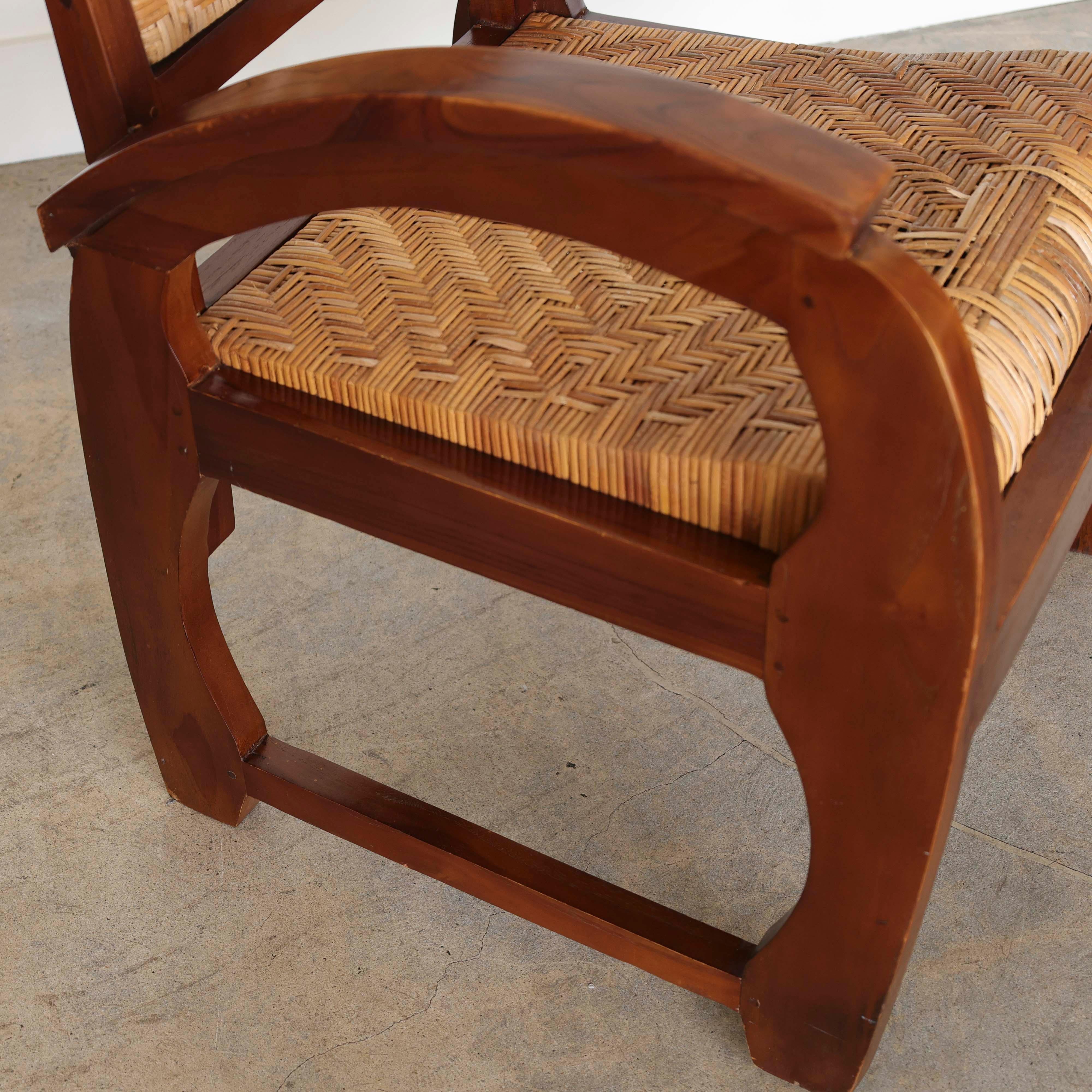 French Art Deco Wood and Woven Chair 9
