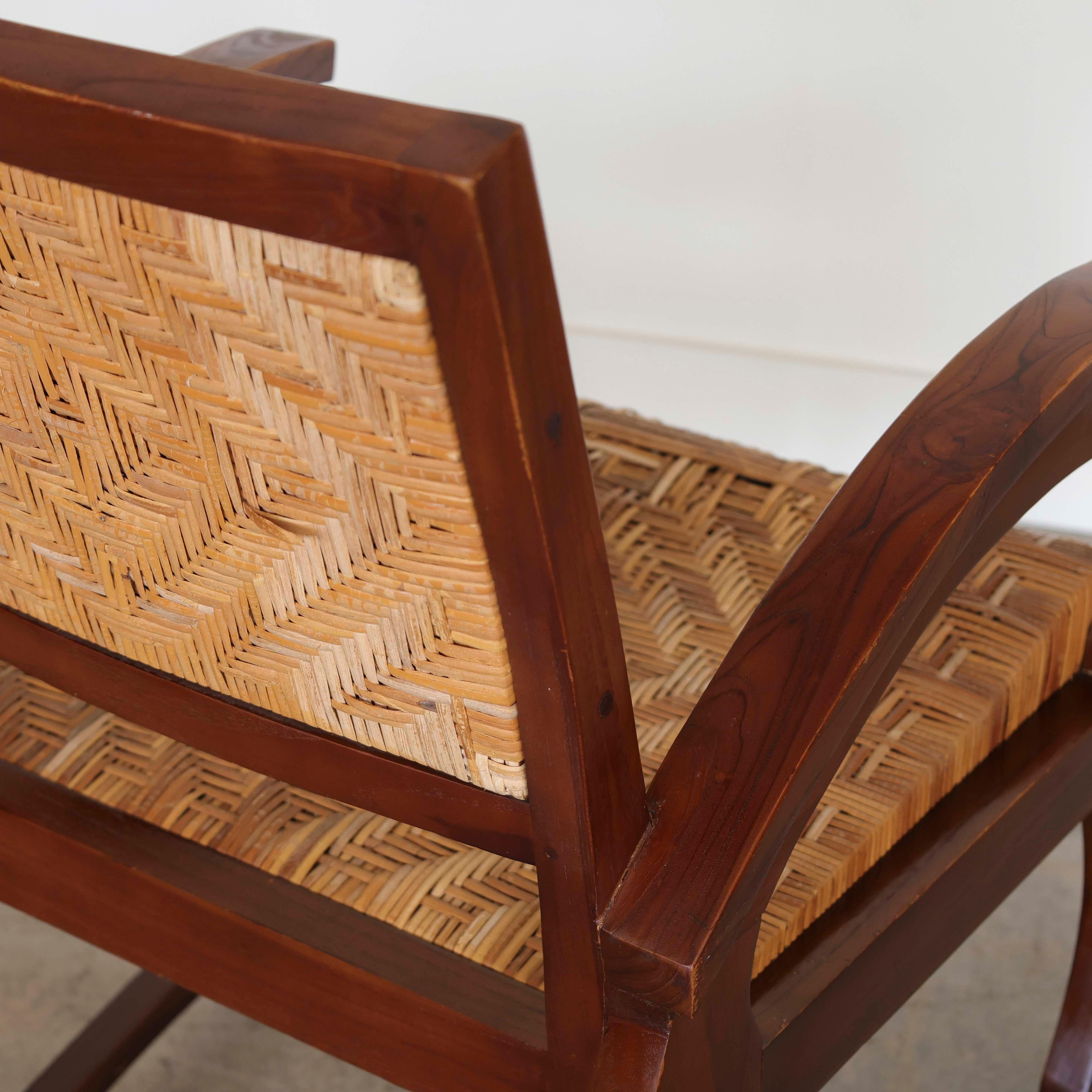French Art Deco Wood and Woven Chair 10