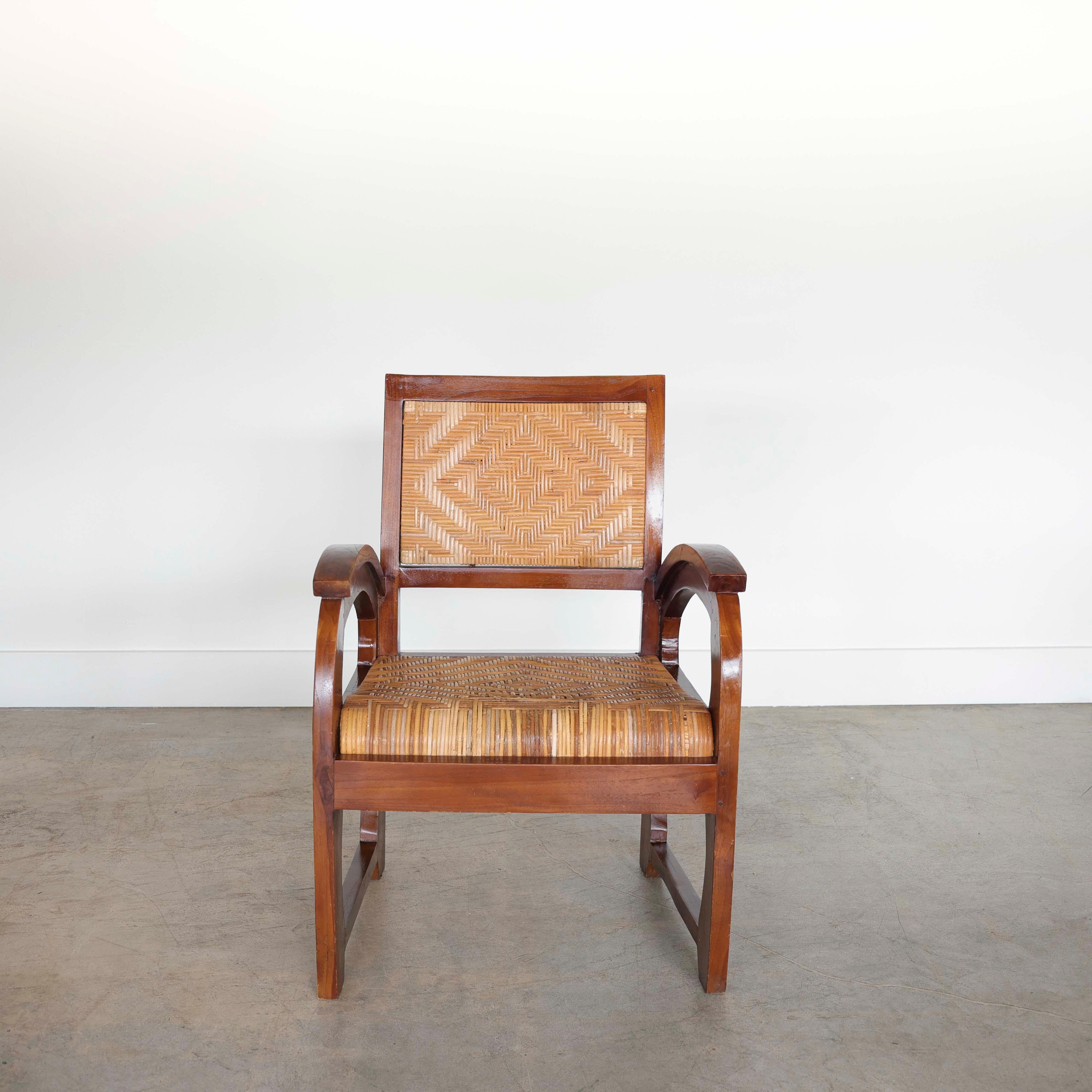 French Art Deco Wood and Woven Chair In Good Condition In Los Angeles, CA