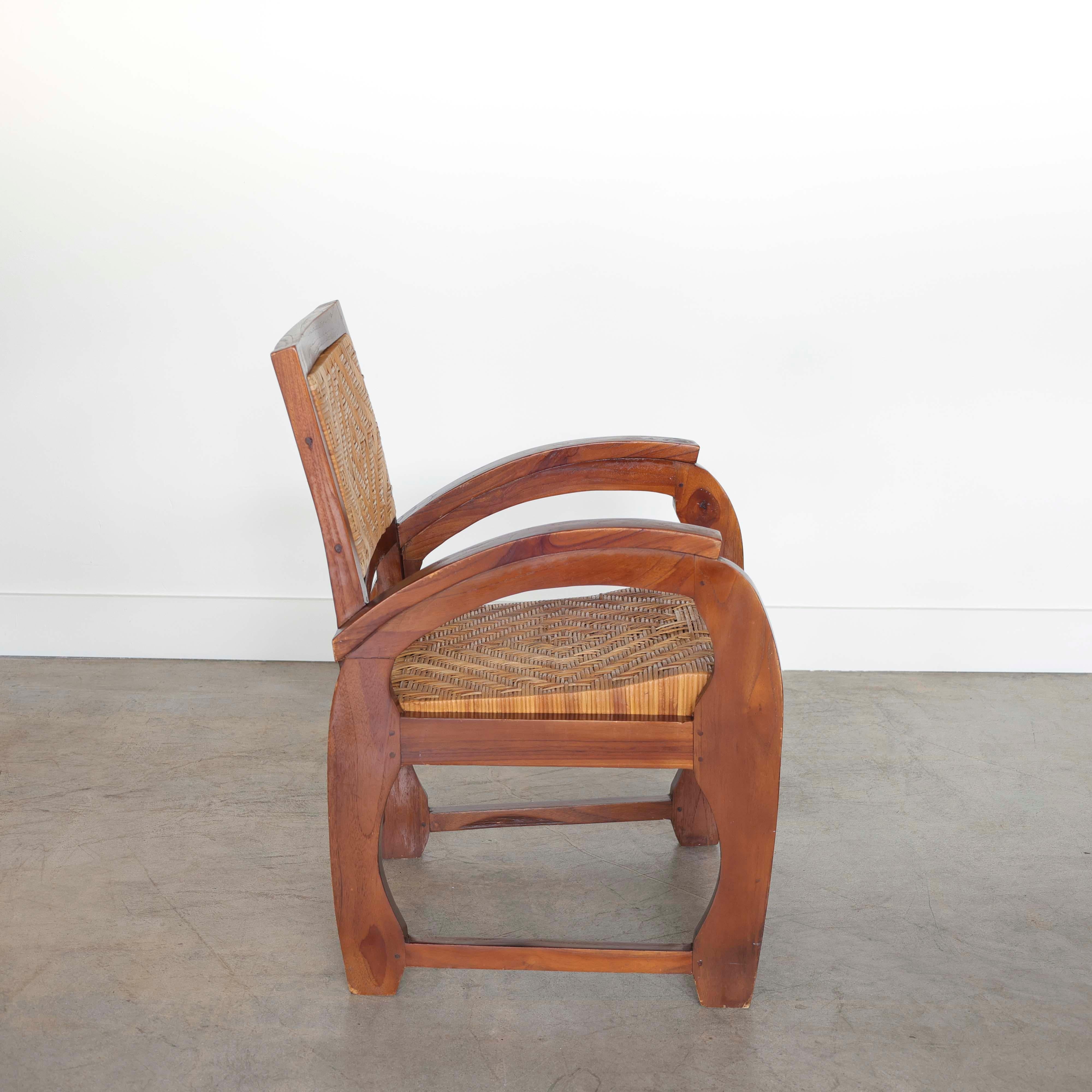 Mid-20th Century French Art Deco Wood and Woven Chair