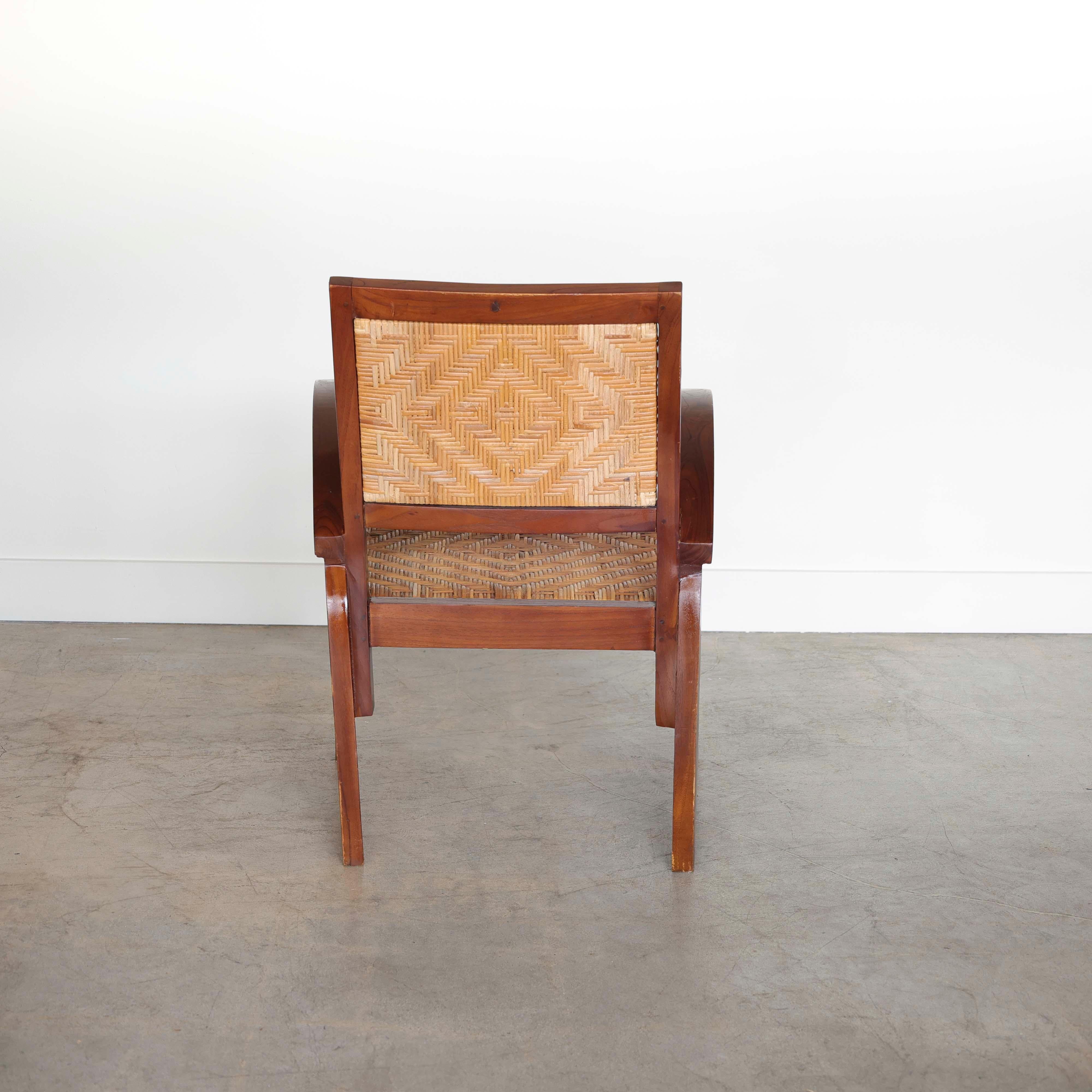 French Art Deco Wood and Woven Chair 1