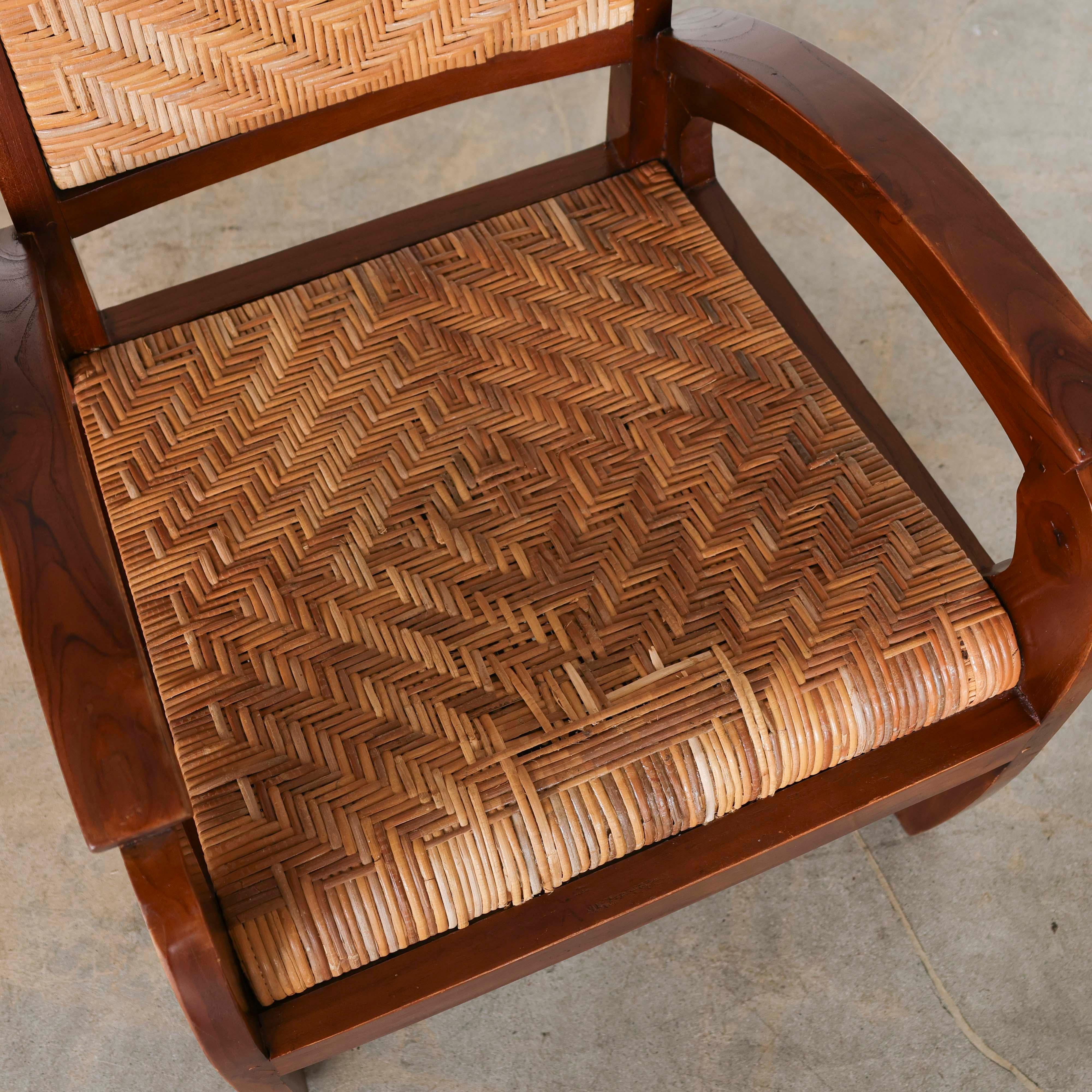 French Art Deco Wood and Woven Chair 3