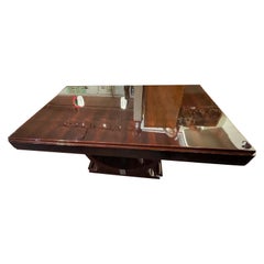 French Art Deco Wood Dining Table with Matching Extensions