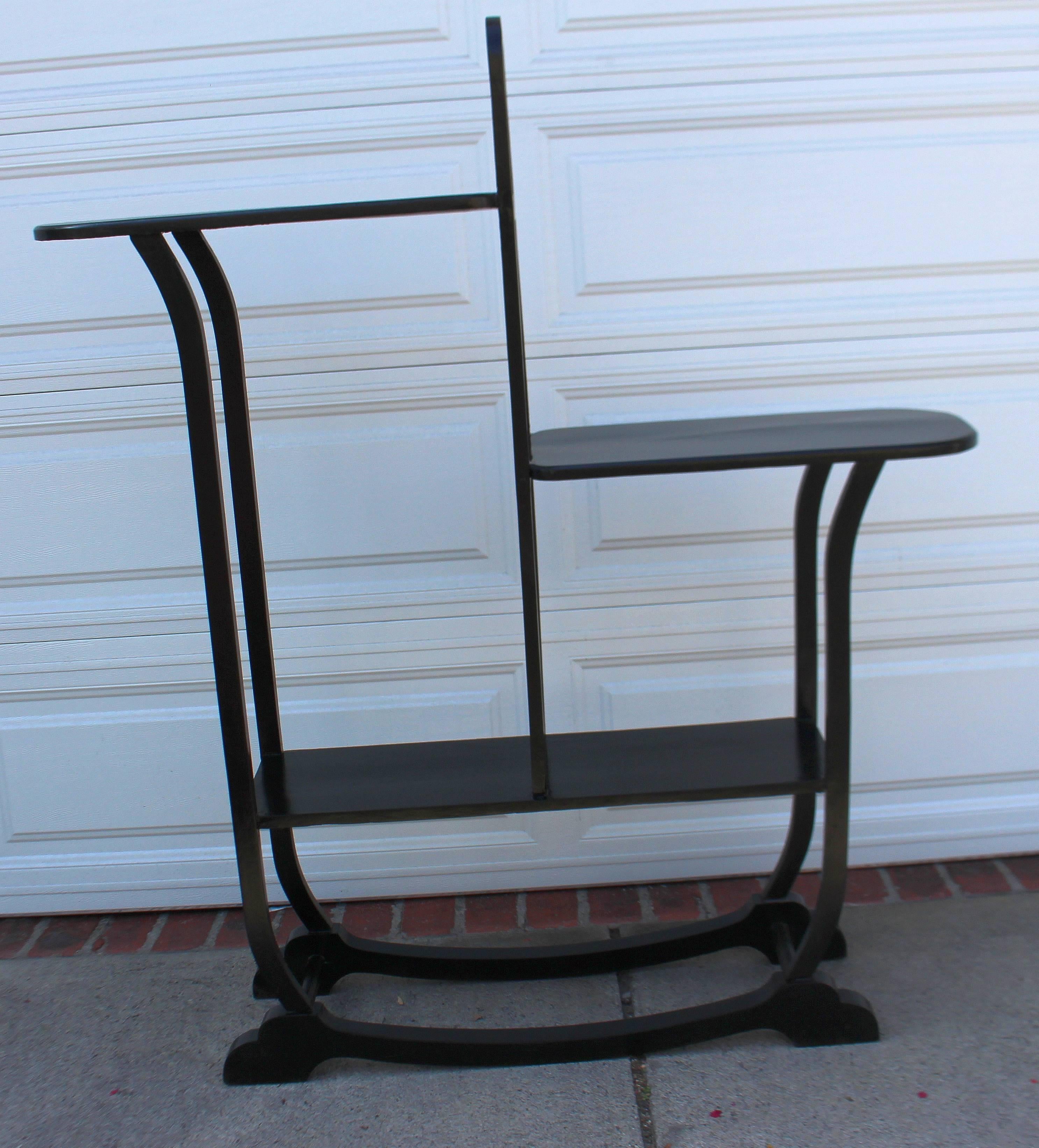 Walnut French Art Deco Wood Ebonized Shelf For Sale