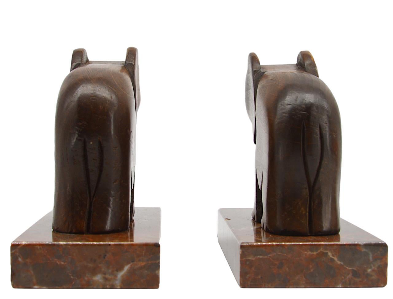 Bakelite French Art Deco Wood Elephants Bookends, 1930s For Sale