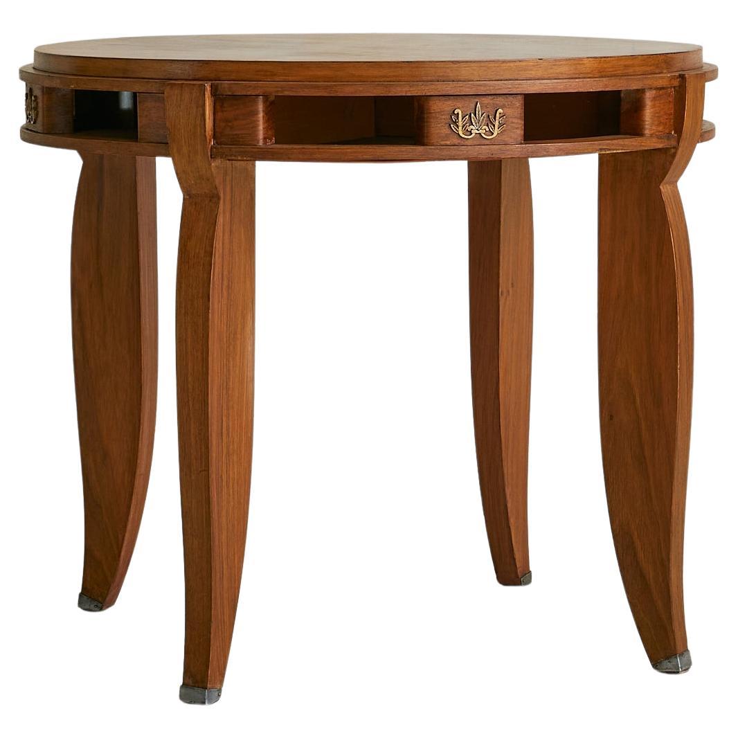 French Art Deco Wood Gueridon Table in the Manner of Jules Leleu, 1930s