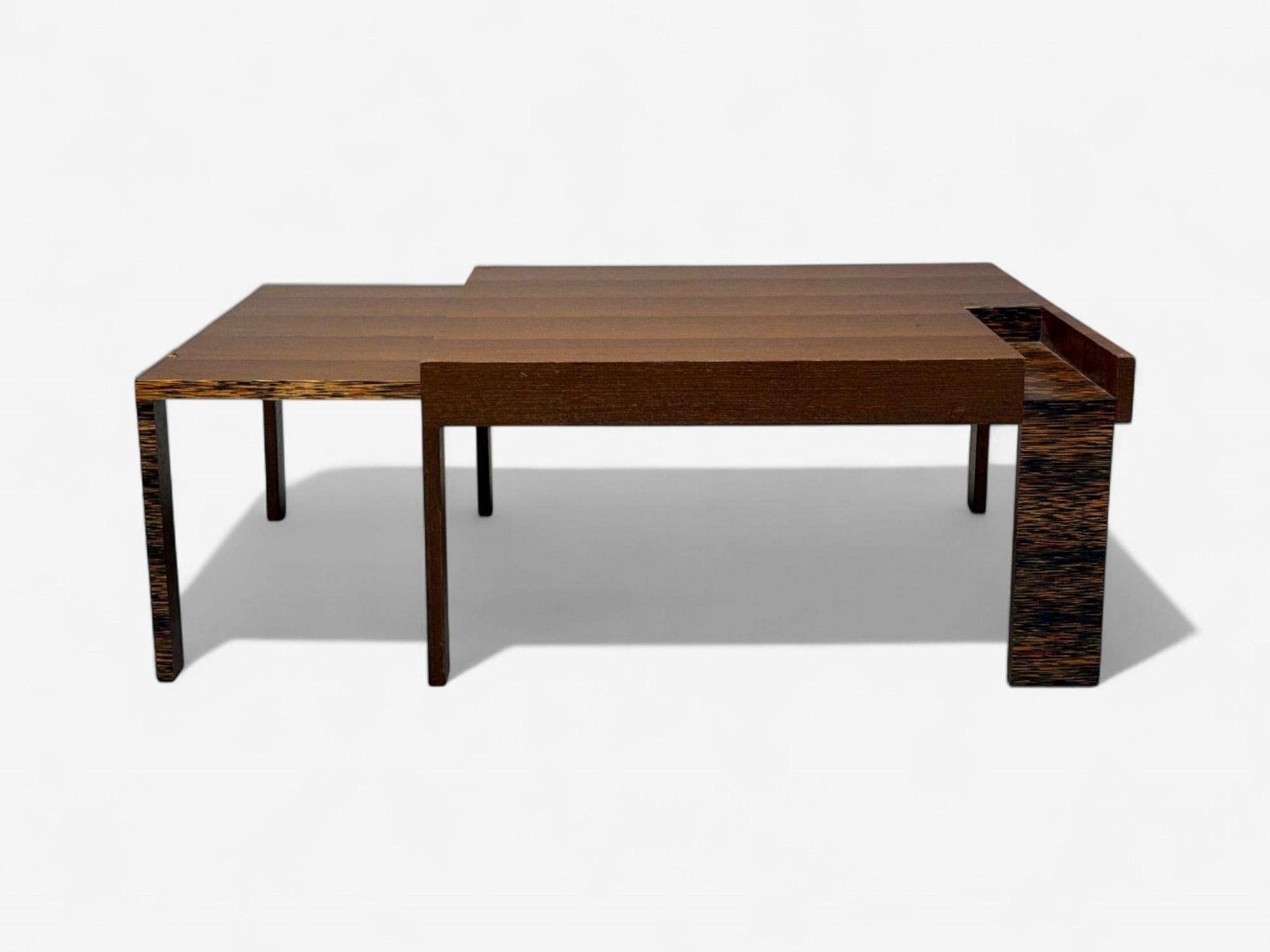 Palmwood French Art Deco, Wood, Palm Veneer, Expandable Coffee Table, France, 1960s For Sale