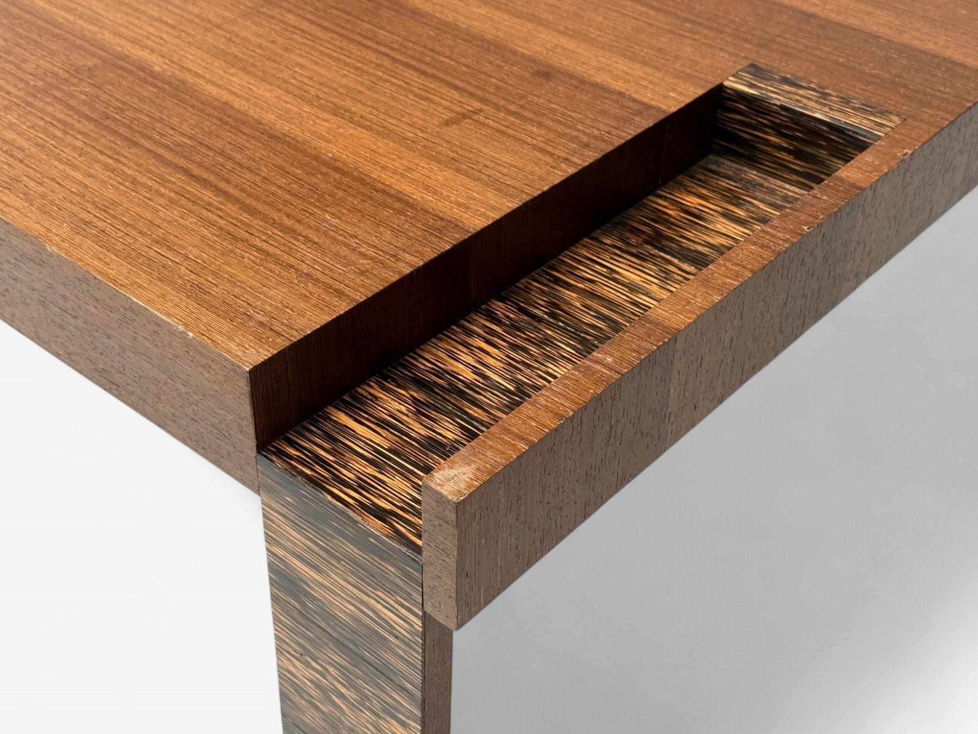 French Art Deco, Wood, Palm Veneer, Expandable Coffee Table, France, 1960s For Sale 3