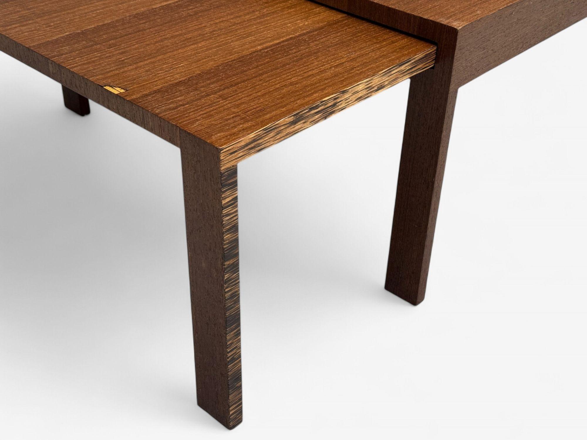 French Art Deco, Wood, Palm Veneer, Expandable Coffee Table, France, 1960s For Sale 4