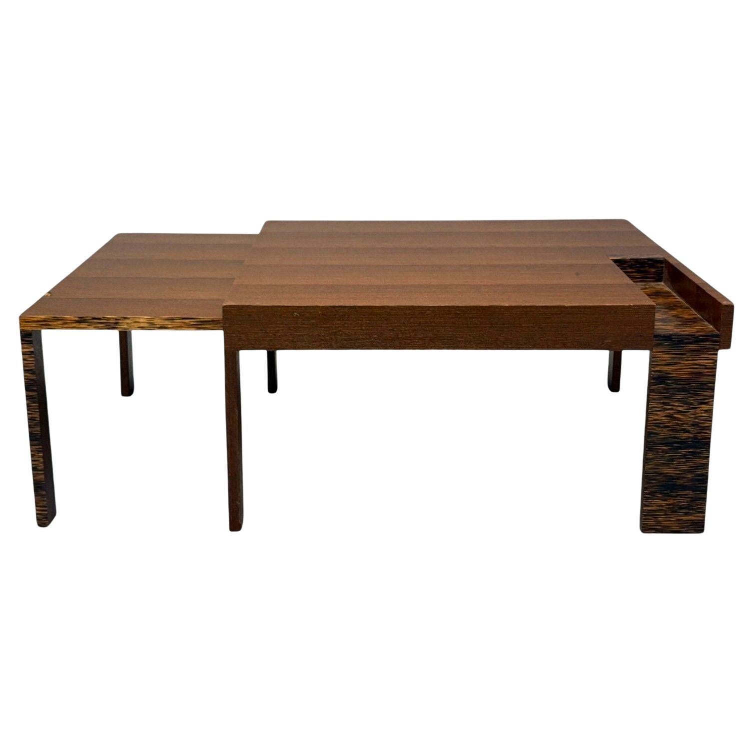 French Art Deco, Wood, Palm Veneer, Expandable Coffee Table, France, 1960s For Sale