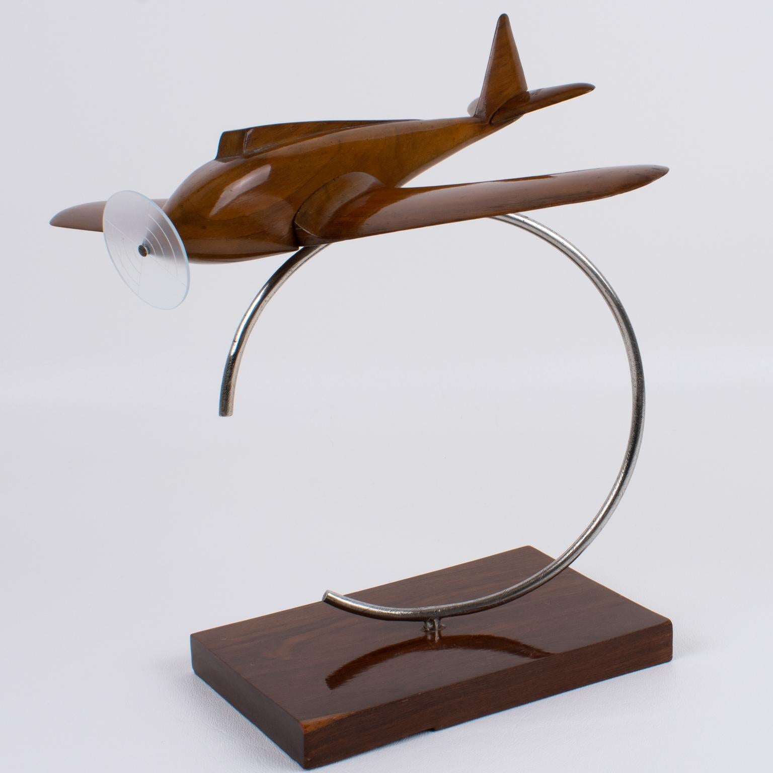 Art Deco Wooden Airplane Aviation Model, France 1930s For Sale 5
