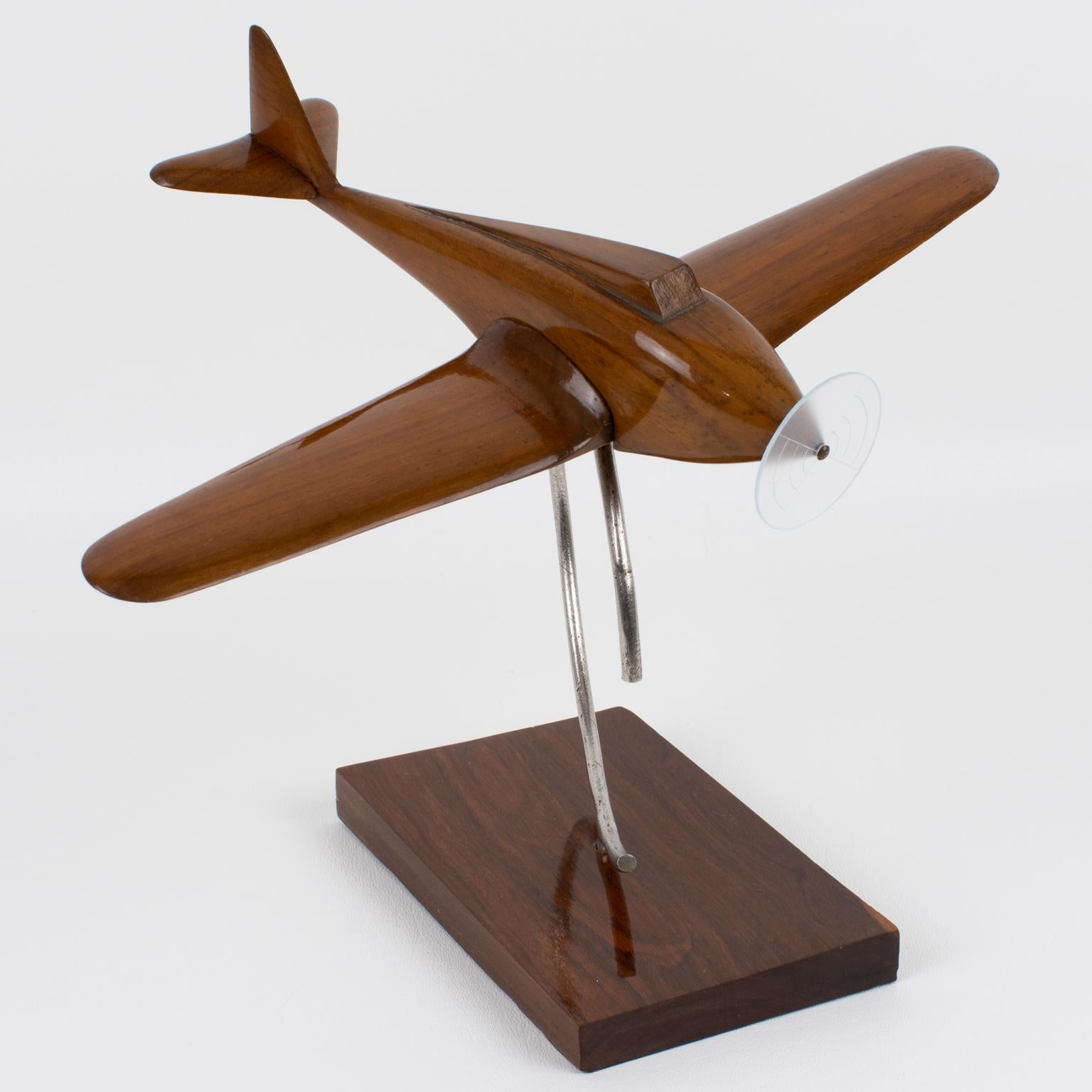 French Art Deco Wooden Airplane Aviation Model, France 1930s For Sale