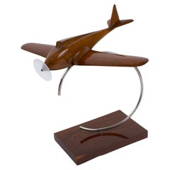 Art Deco Wooden Airplane Aviation Model, France 1930s