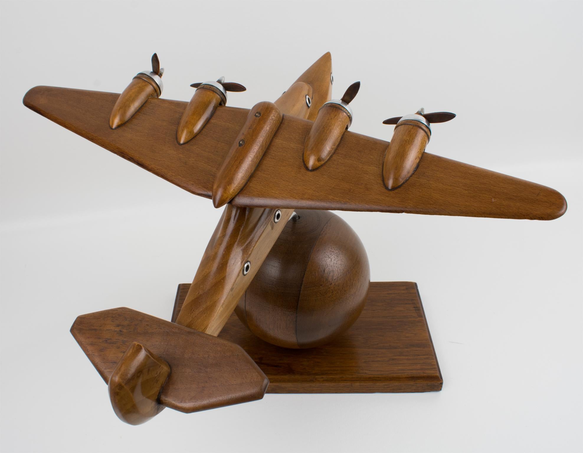 French Art Deco Wooden Airplane Aviation Model 5