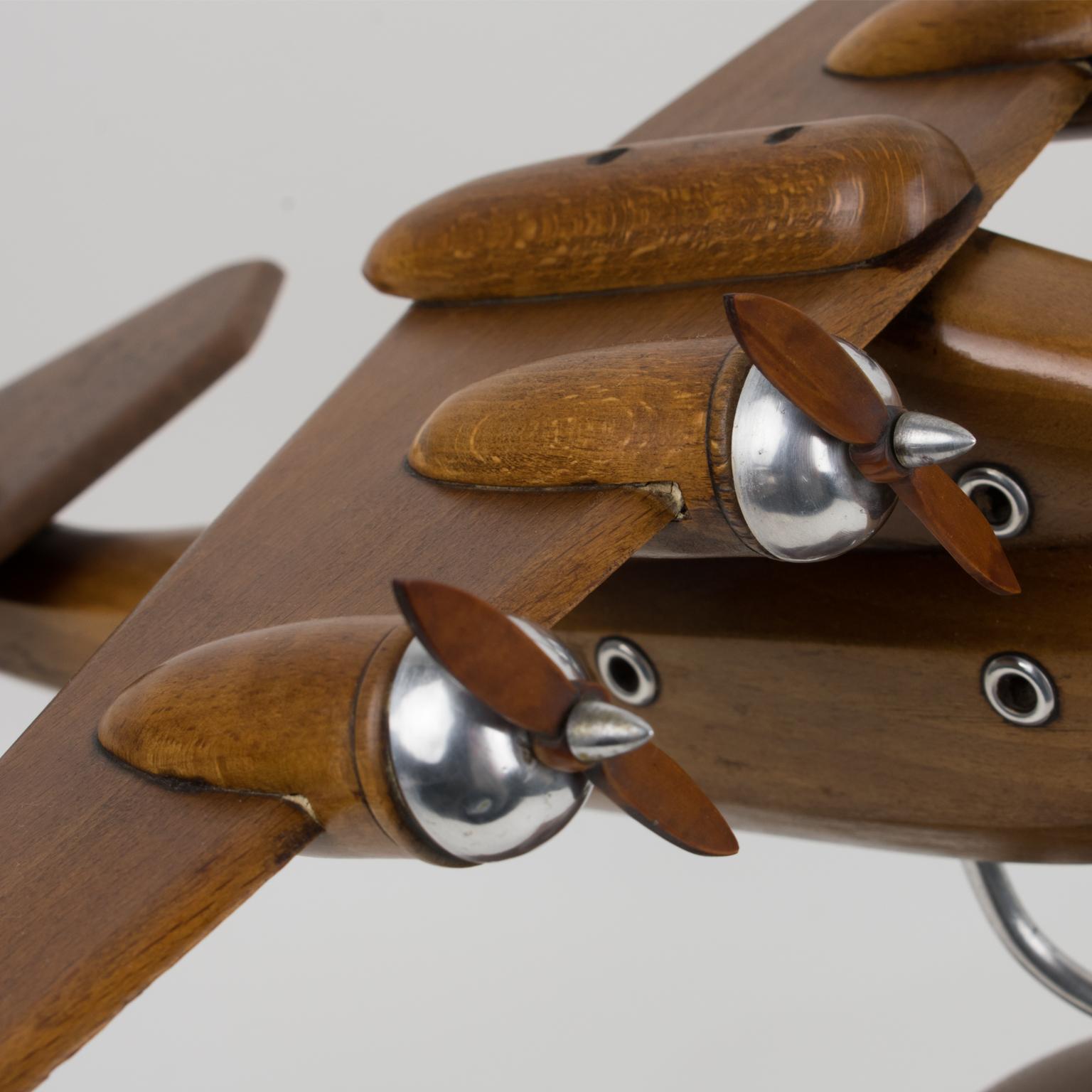 French Art Deco Wooden Airplane Aviation Model 6